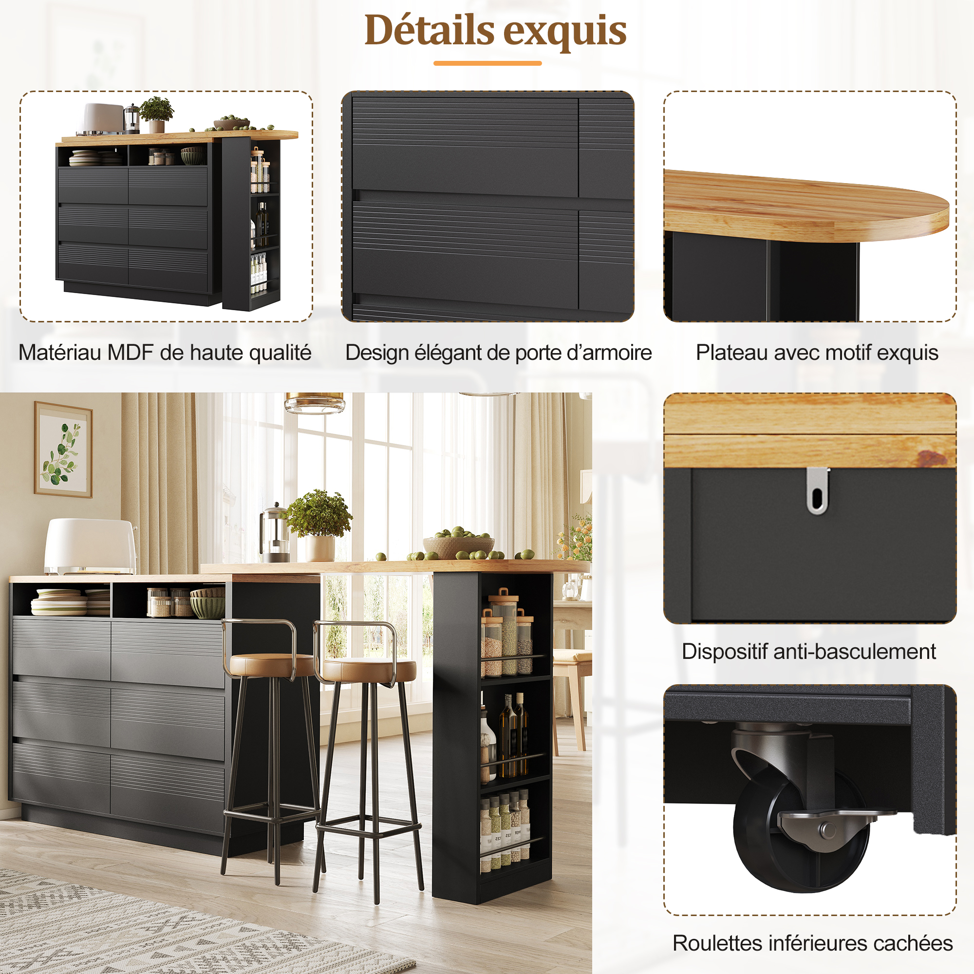 Détail du table haute