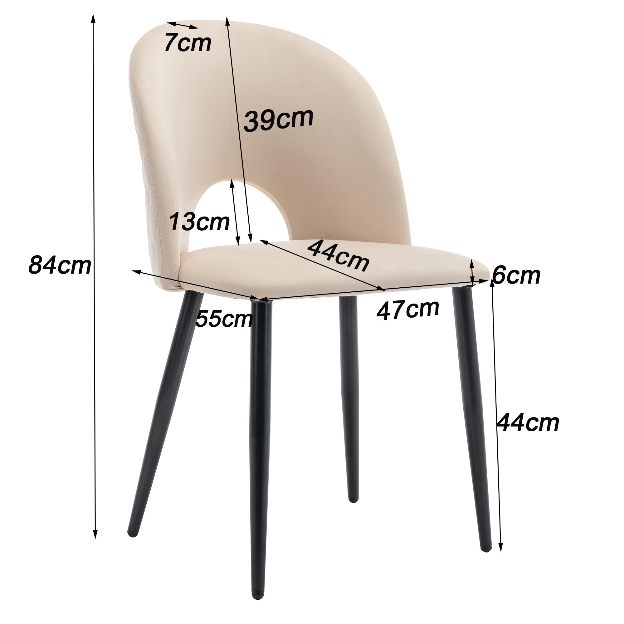 Ensemble table et chaises, 5 pièces, 1 table + 4 chaises, velours et MDF, blanc - vue 7
