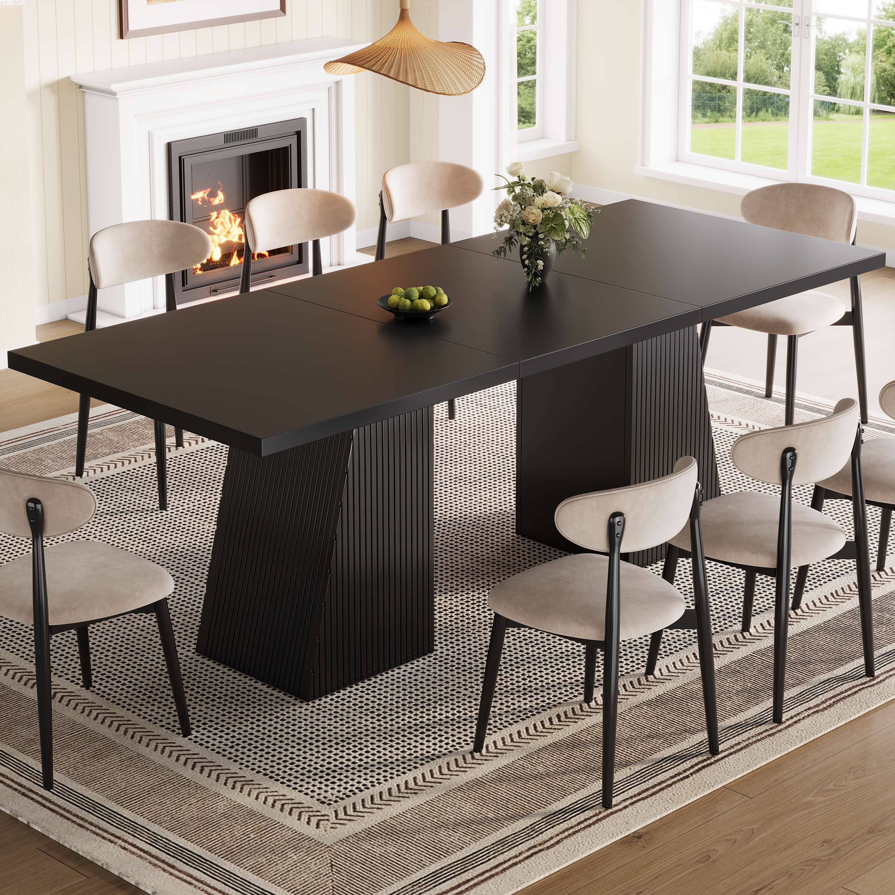 Table noire avec supports trapézoïdaux rainurés