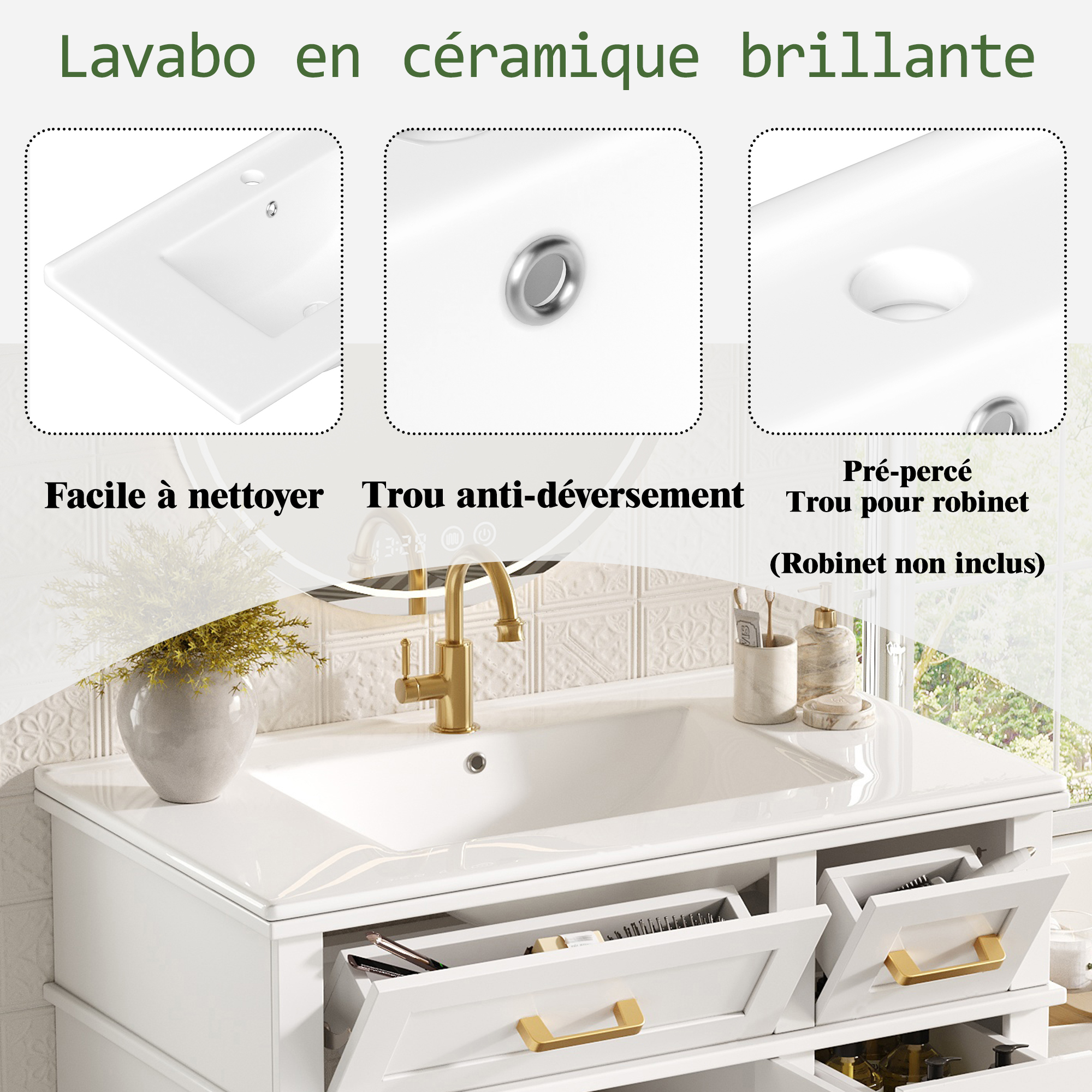 Détail du meuble vasque