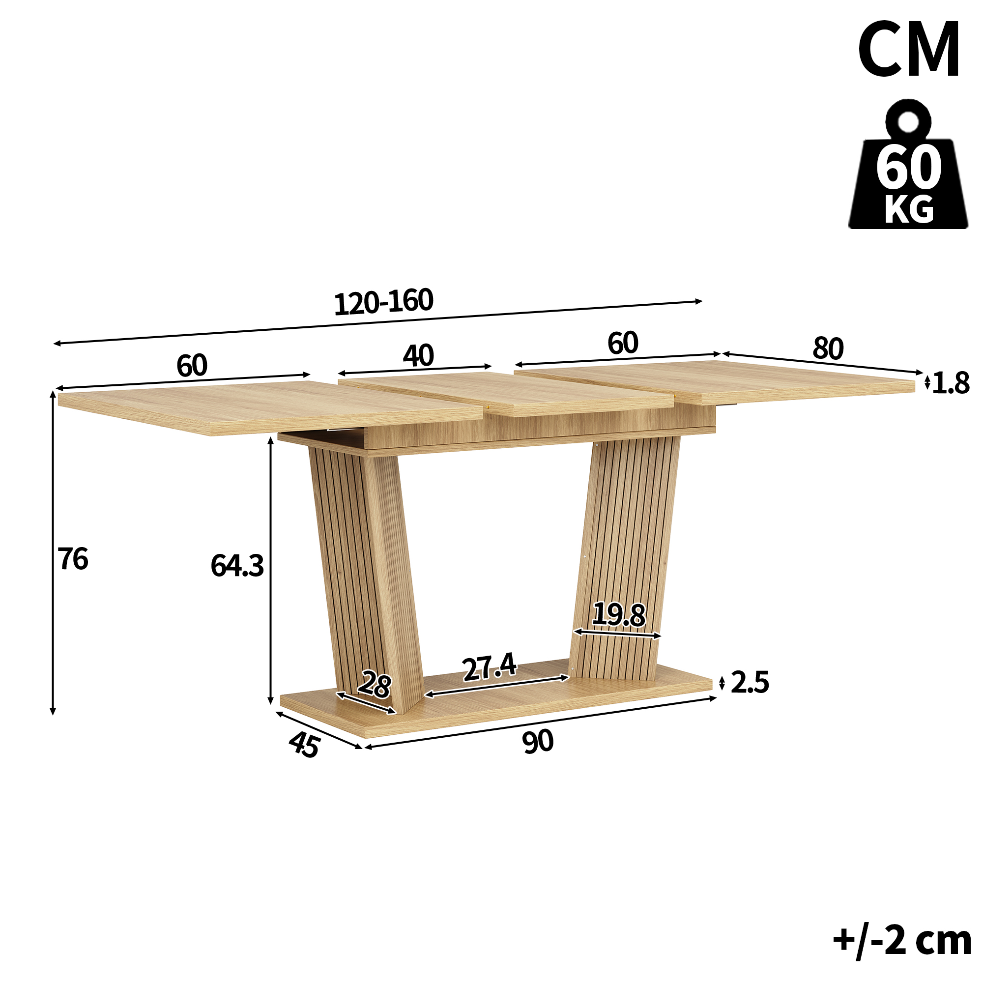 Dimensions du table à manger