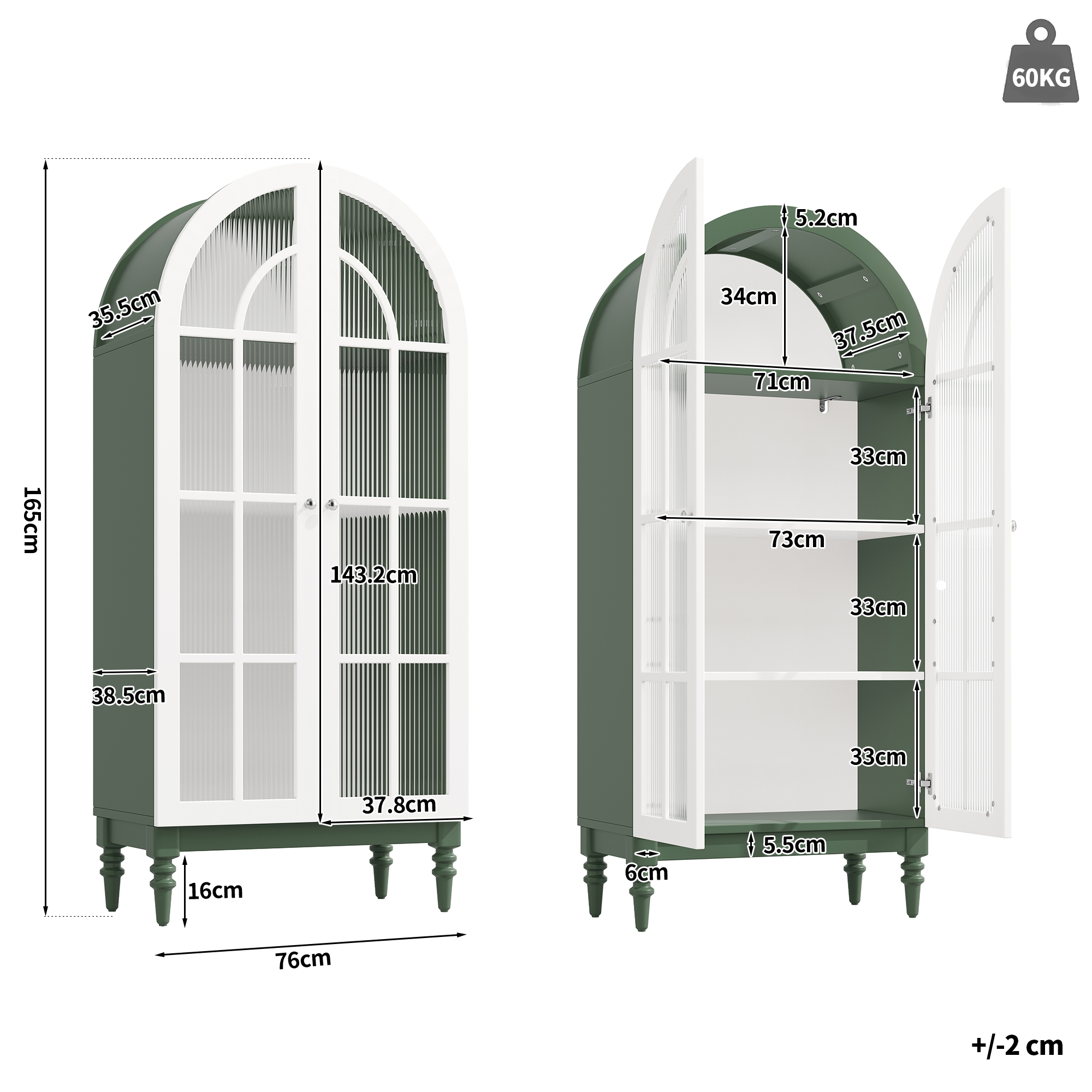 Dimensions du vitrine