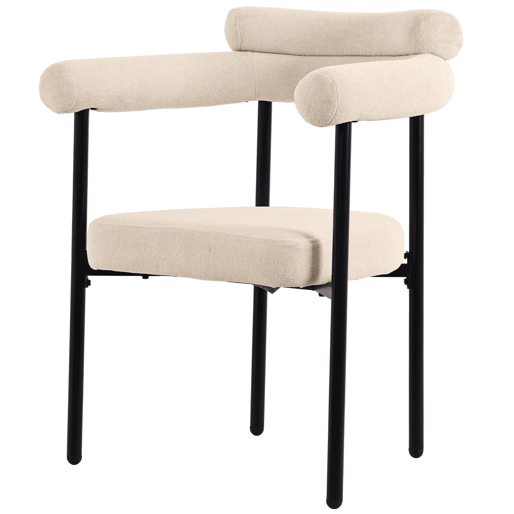 Ensemble table et chaises, 7 pièces, 1 table + 6 chaises, métal et tissu, blanc - vue 2