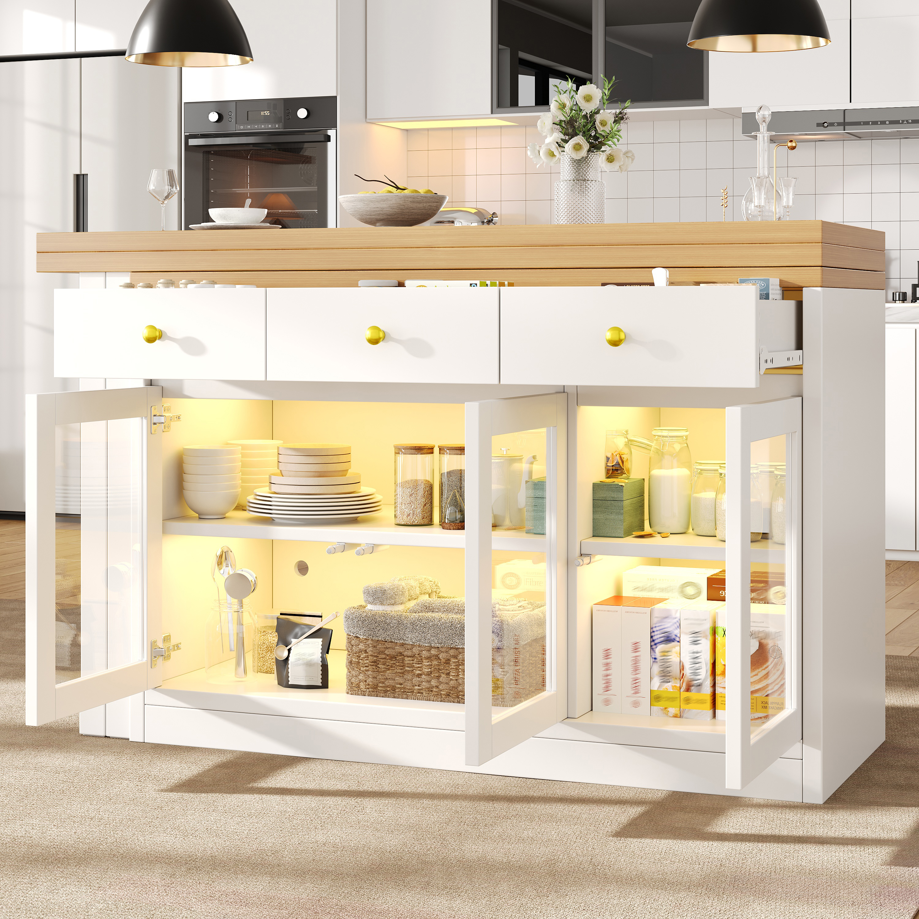 Ilot de cuisine extensible vue ensemble