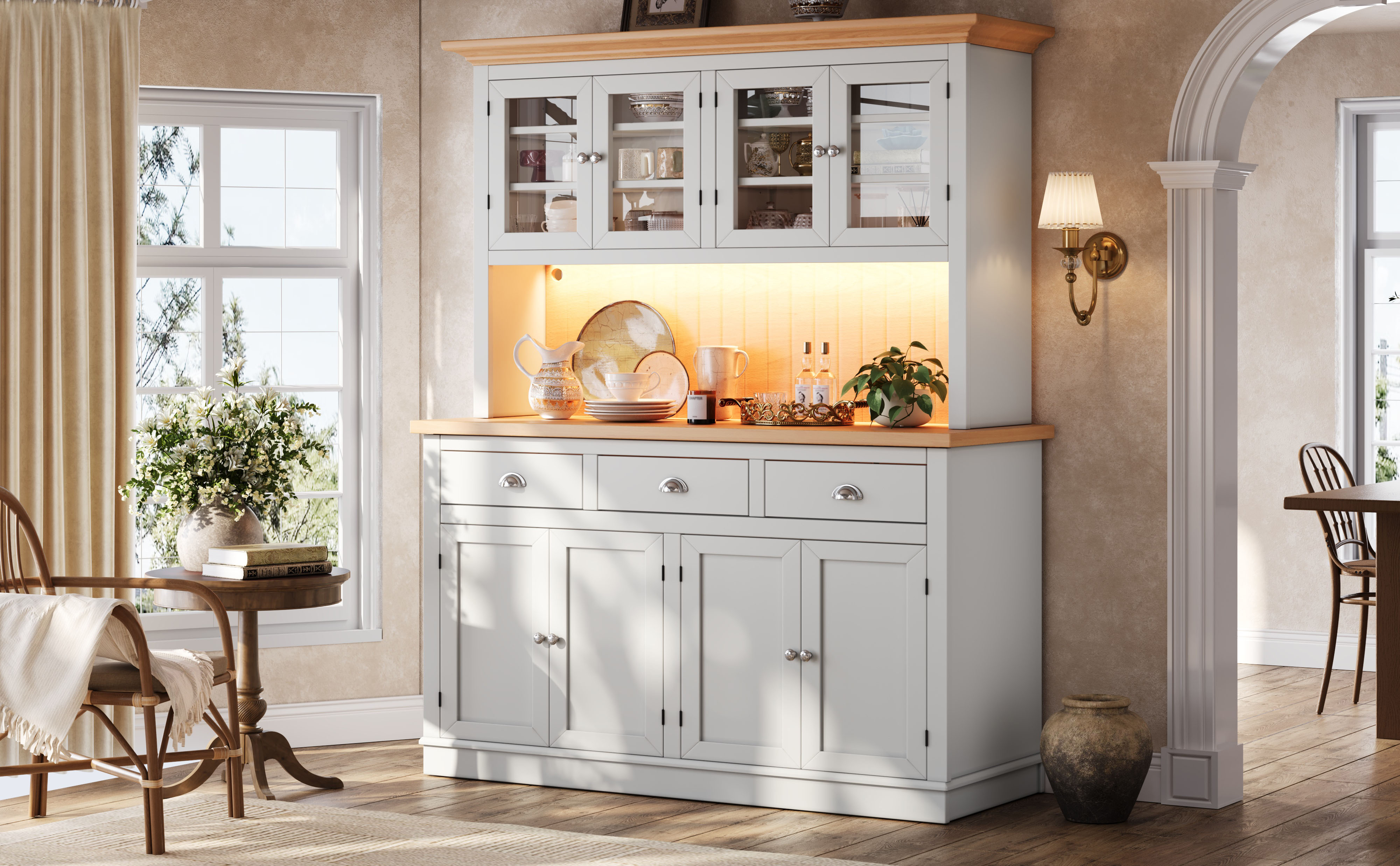 Moderner Hochschrank Sideboard mit RGB-LED-Beleuch