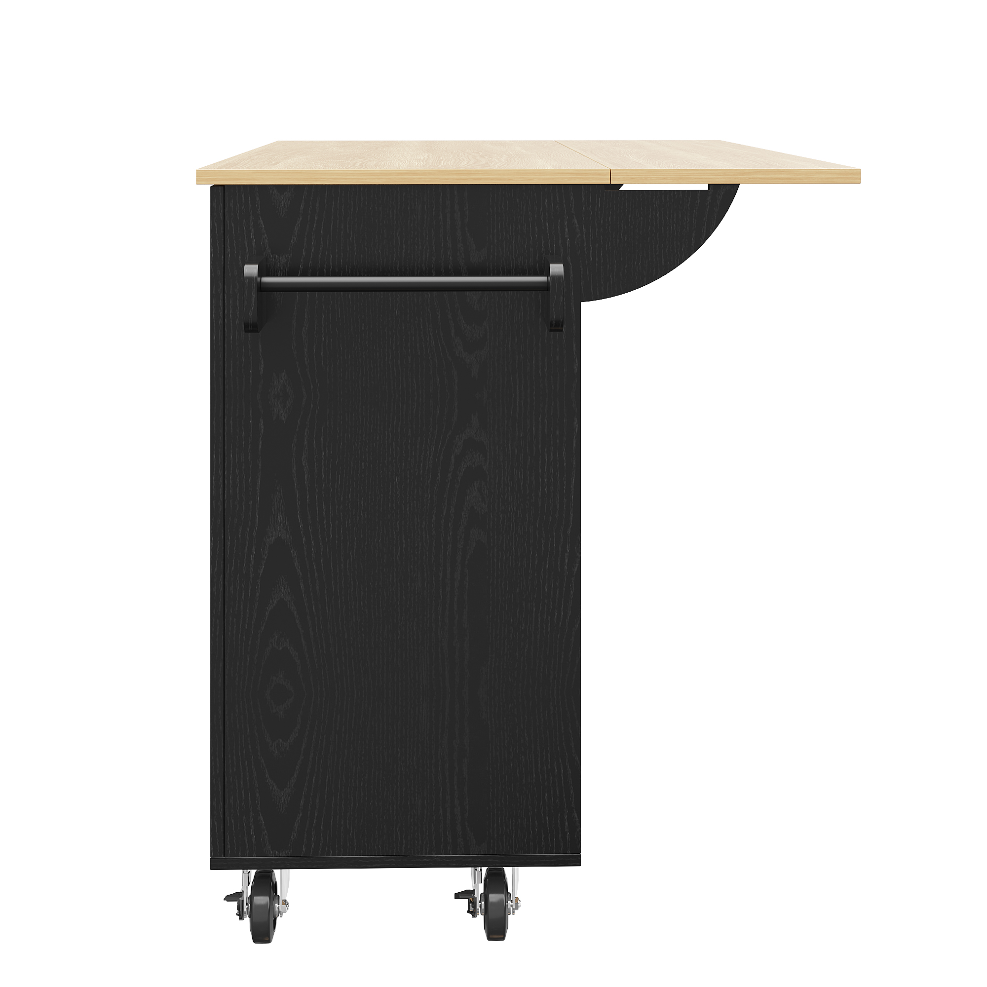 Îlot de cuisine 110×46×90.5 cm avec plateau escamotable 74 cm, MDF imitation bois, poignées zinc, rangements flexibles, pour cuisine, design moderne, beaucoup de stockage, style fonctionnel, stabilité, facile entretien - image 22