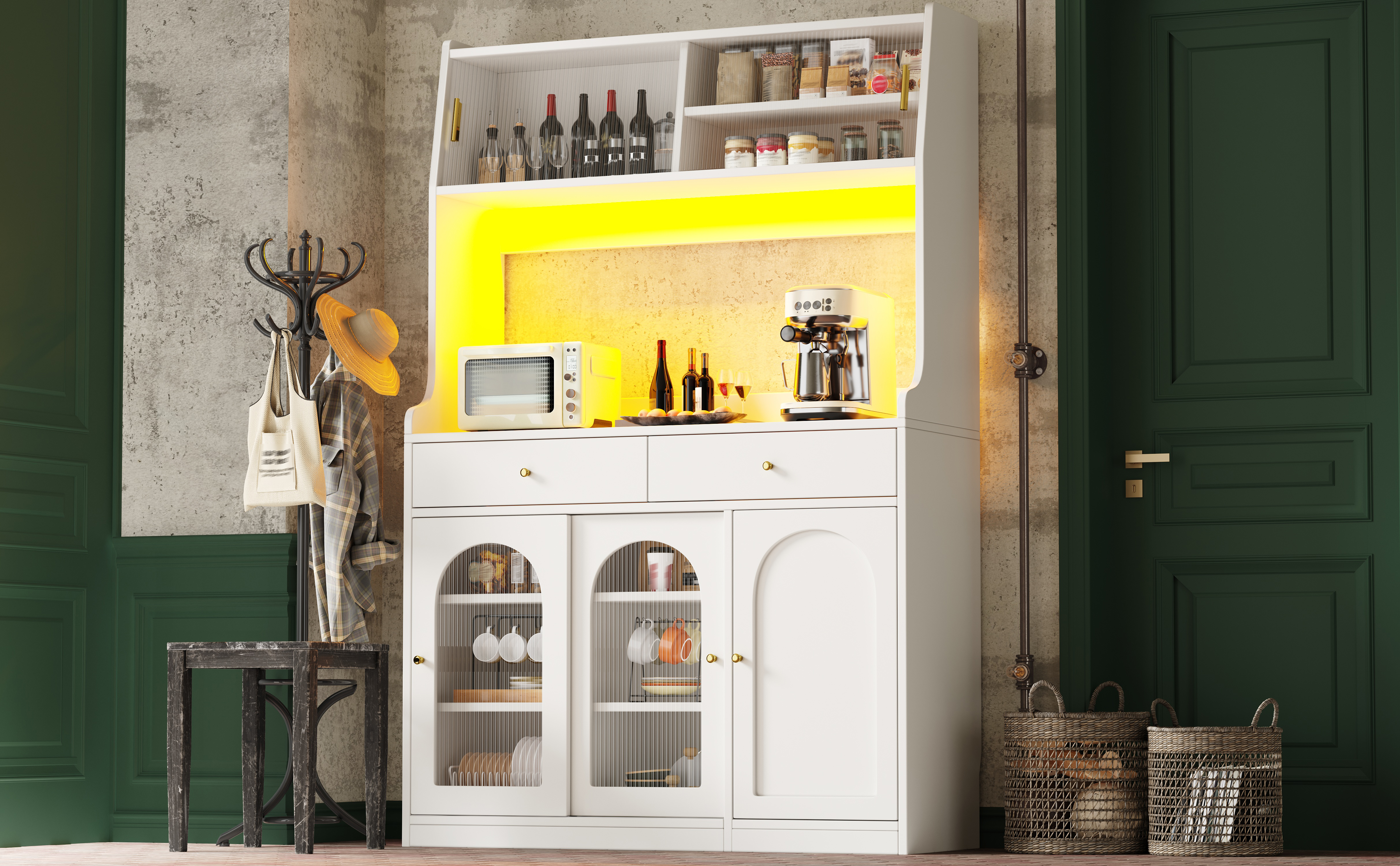 Küchenschrank, Hochschrank, Vitrinenschrank, Buffe