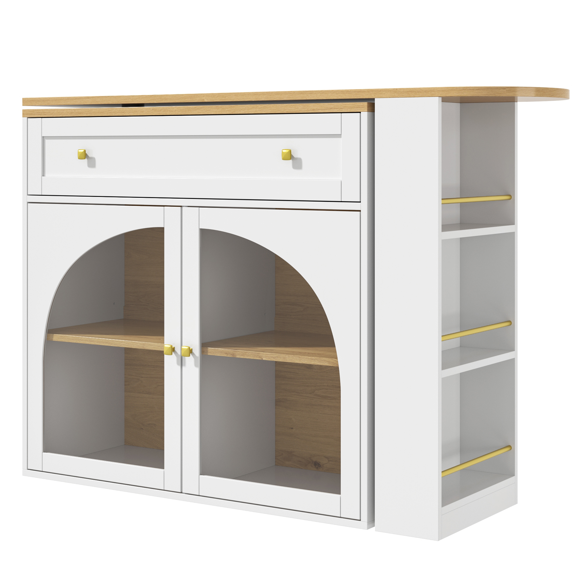Armoire bar rotative 360° avec étagère 3 niveaux, MDF, poignées métal, portes verre sécurité, pour restaurant, salon, home-bar, design moderne, beaucoup de rangement, style élégant, stabilité, fonctionnalité - image 9