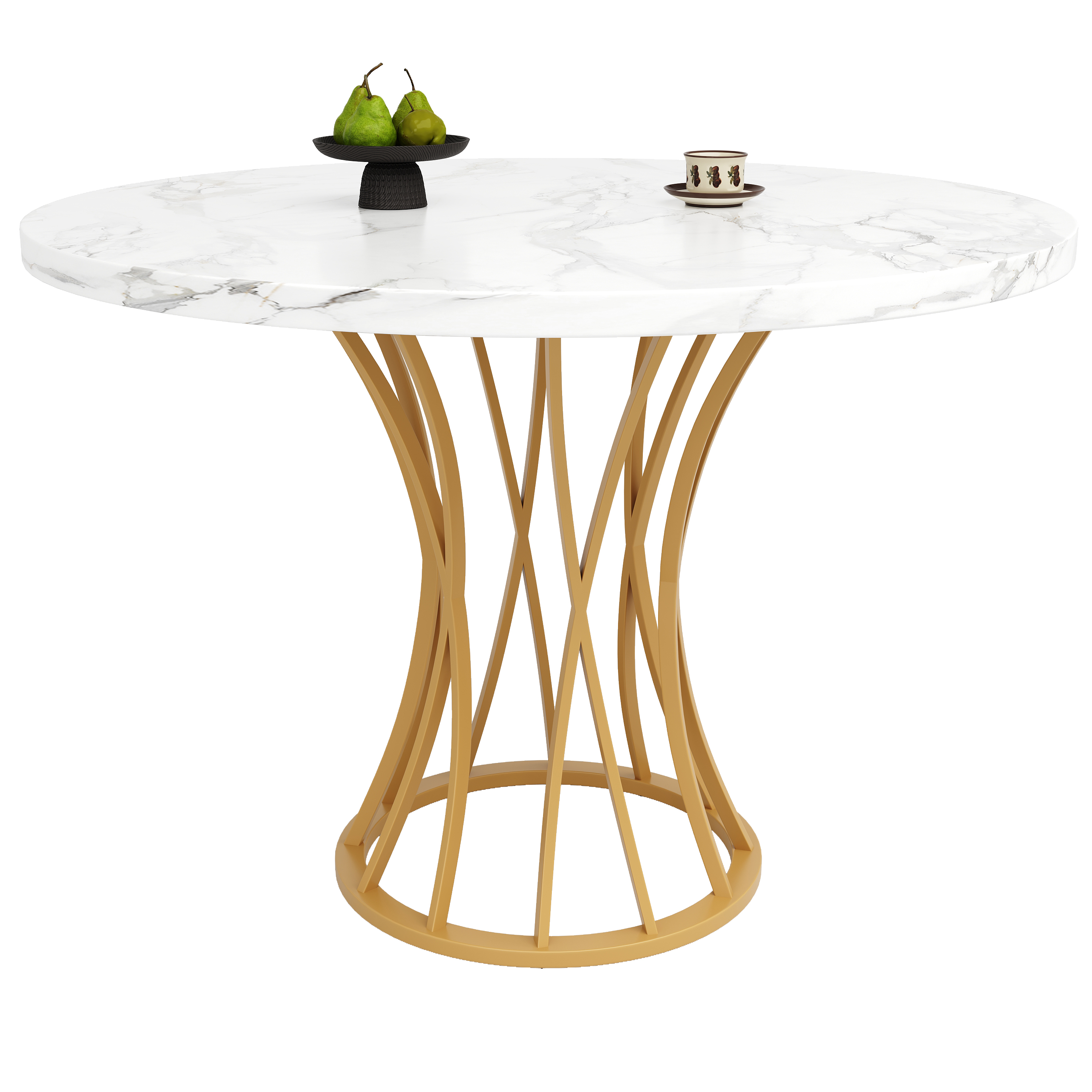 Table ronde doré var vue 3
