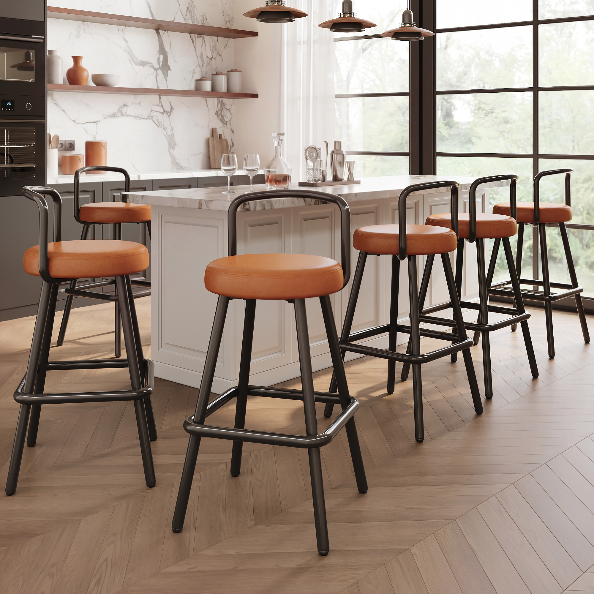 Moderner Barhocker 6er Set mit ergonomischer Rücke