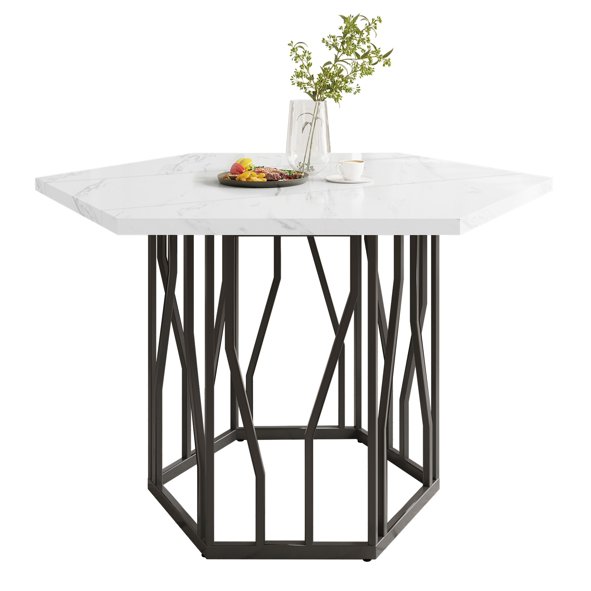 Table hexagonale black white vue 4