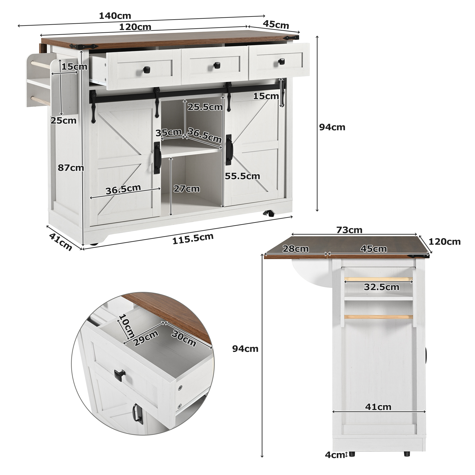 Dimensions du îlot de cuisine