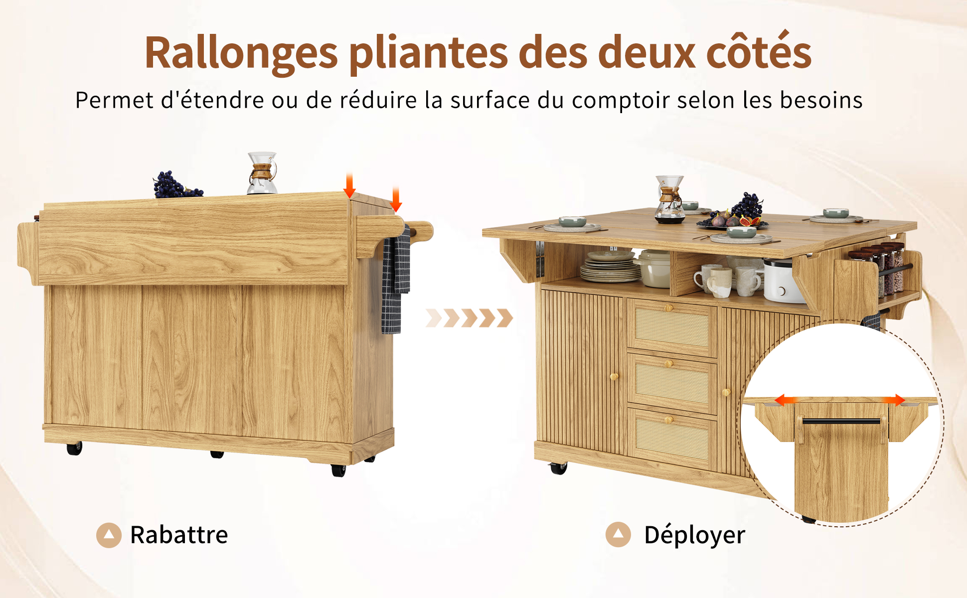Détail du desserte de cuisine