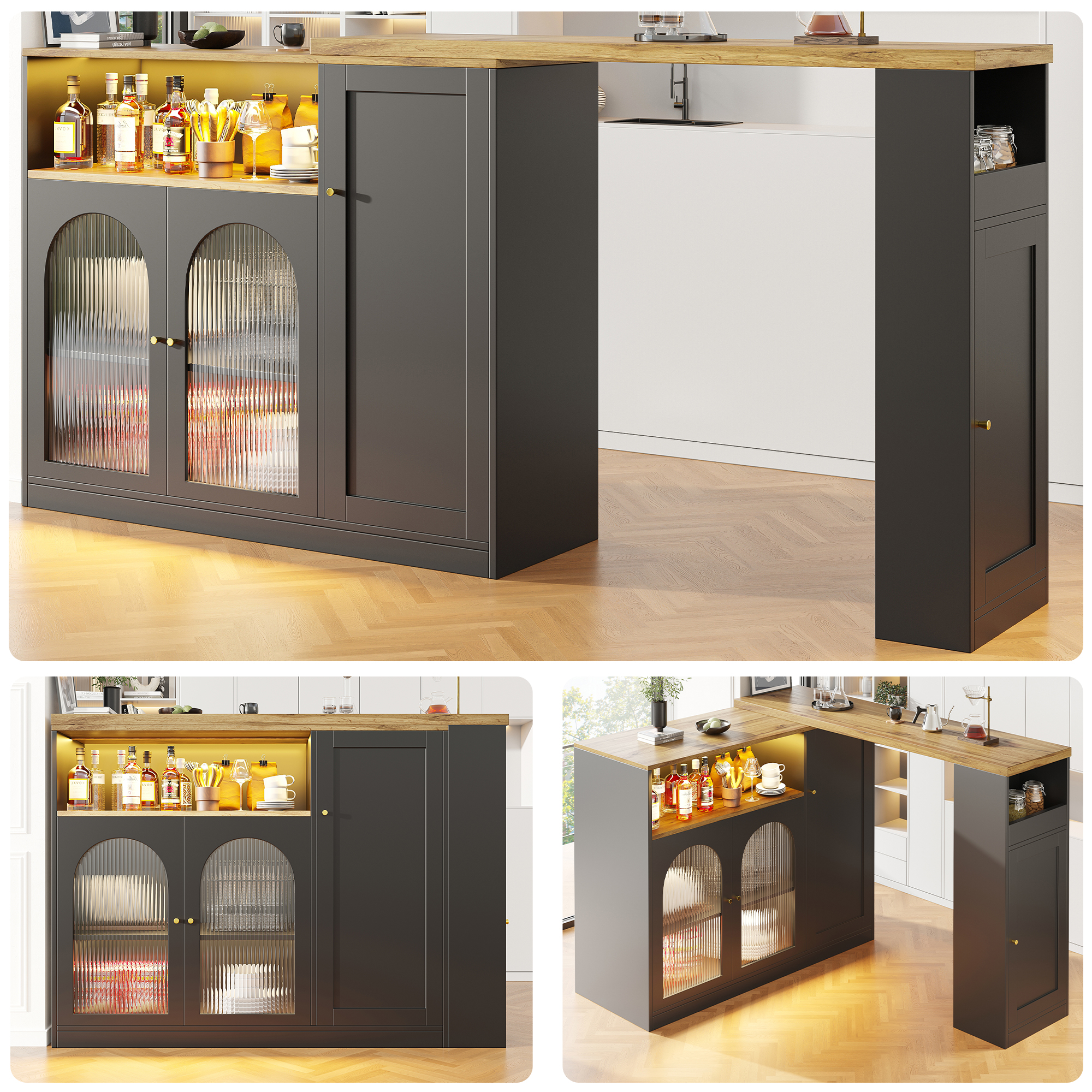Um 360° drehbarer Bartisch (Hauptkörper: 198 x 39,