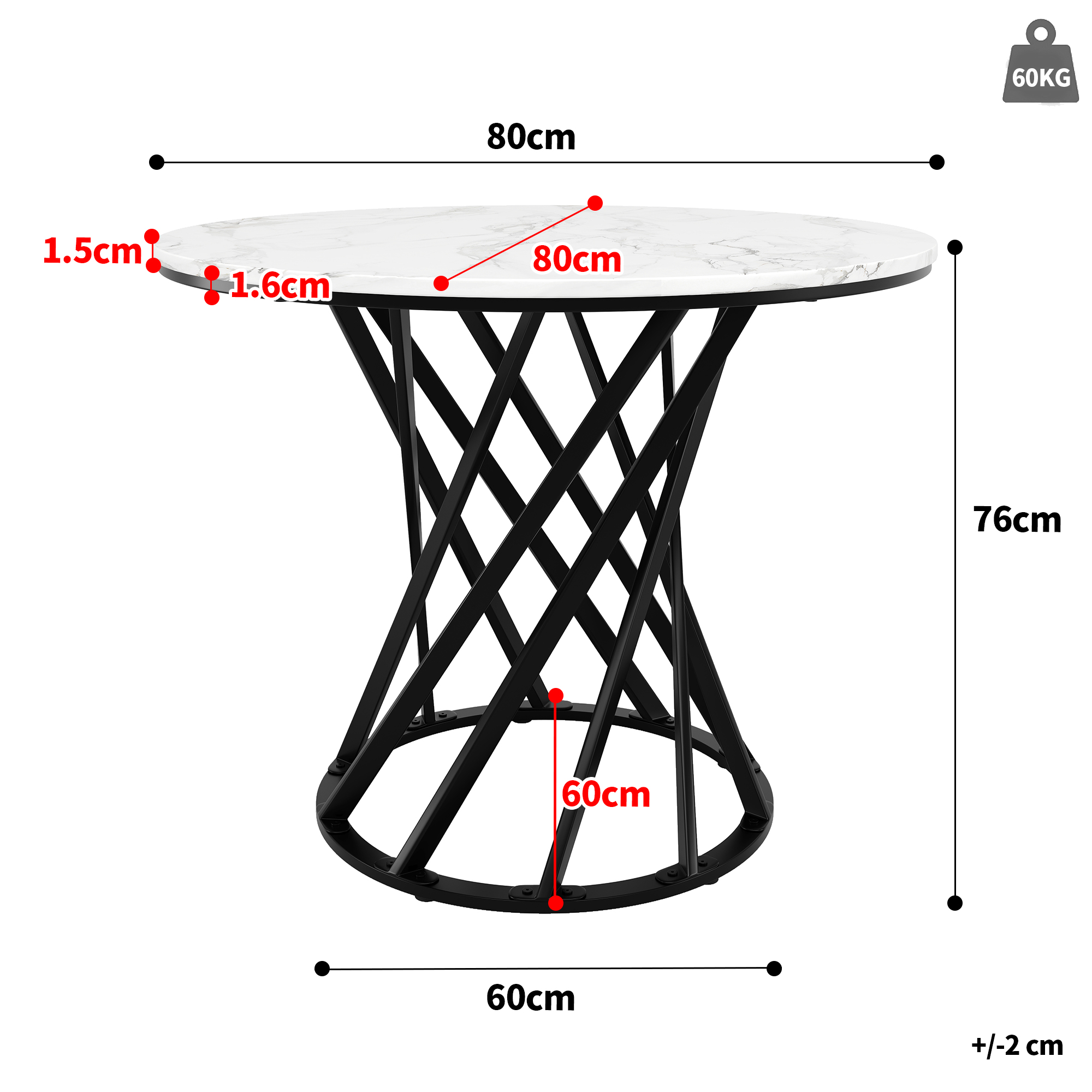Table ronde black white vue 2