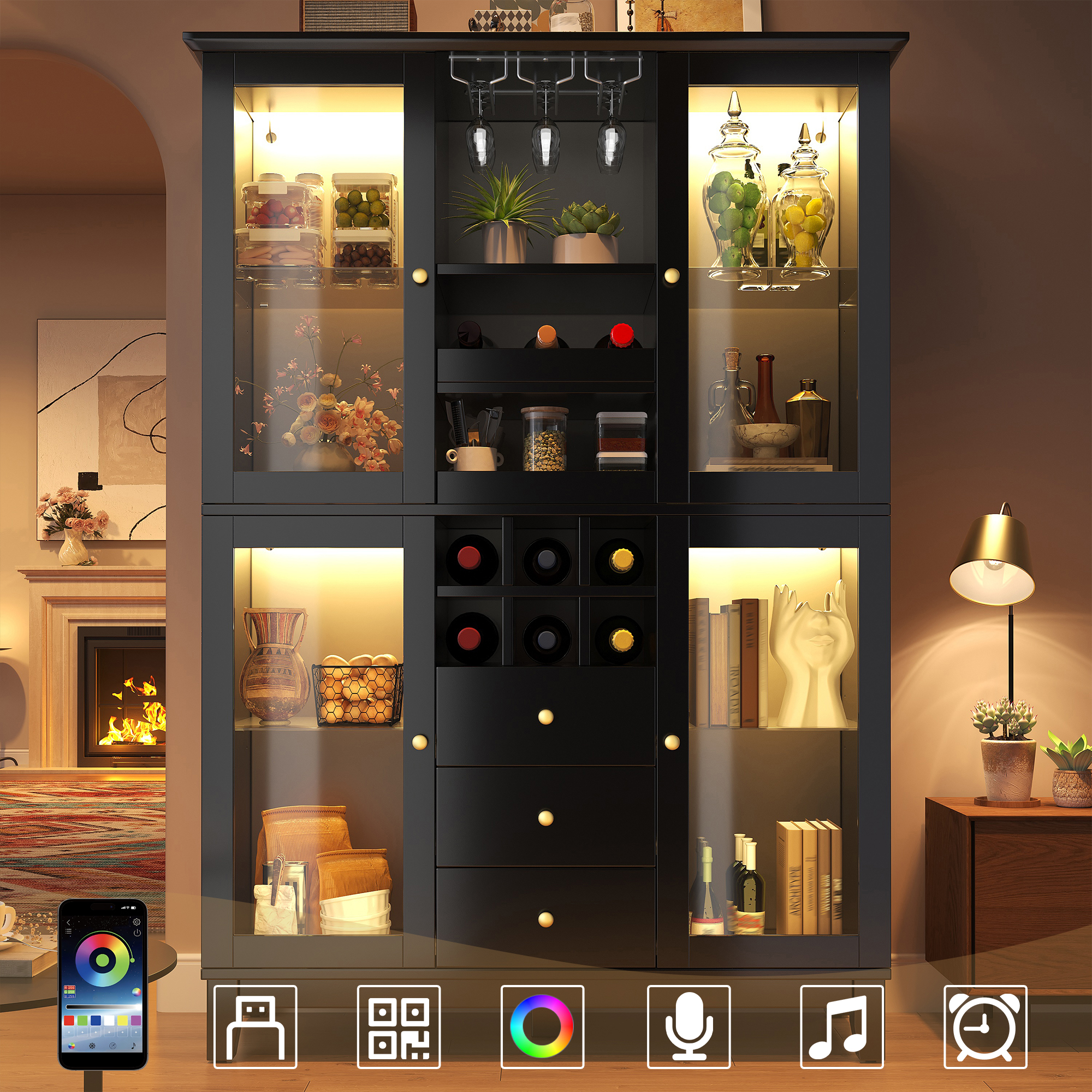 Weinschrank mit App-gesteuerter LED-Beleuchtung, 1