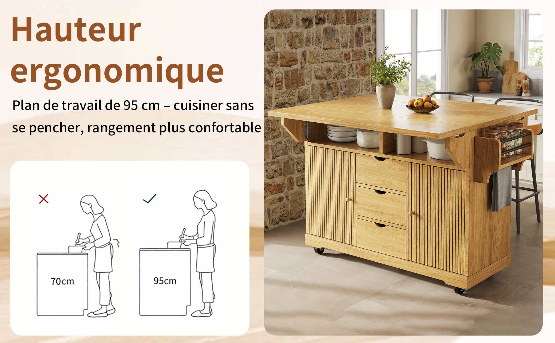Détail du desserte de cuisine