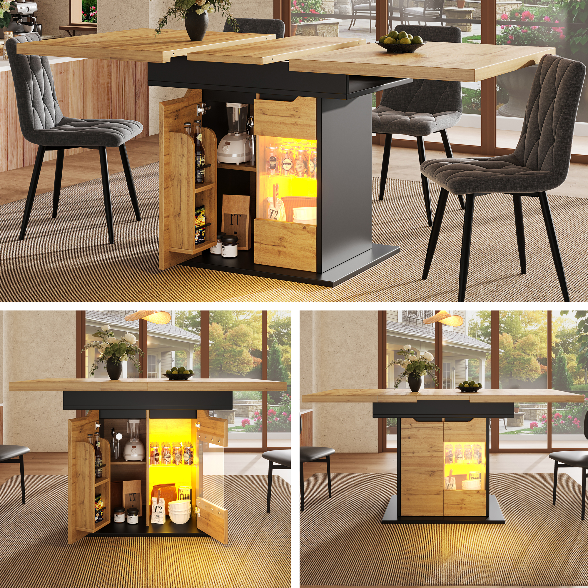 Esstisch Teleskoptisch(110-140×80cm), klappbarer K