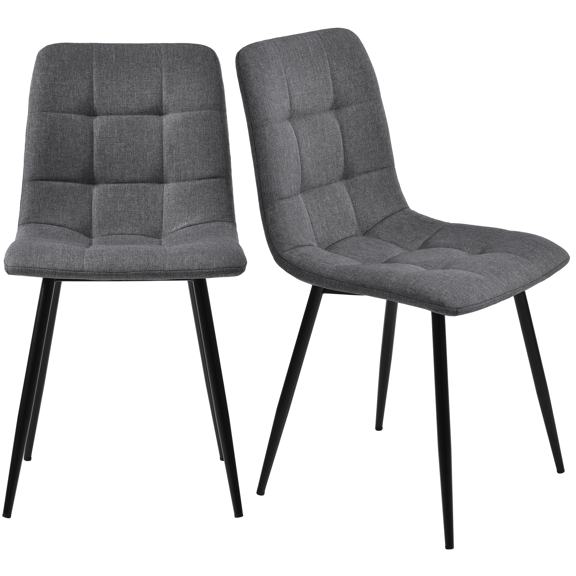 Ensemble table et chaises, 5 pièces, 1 table + 4 chaises, tissu effet lin et MDF, gris foncé - vue 8