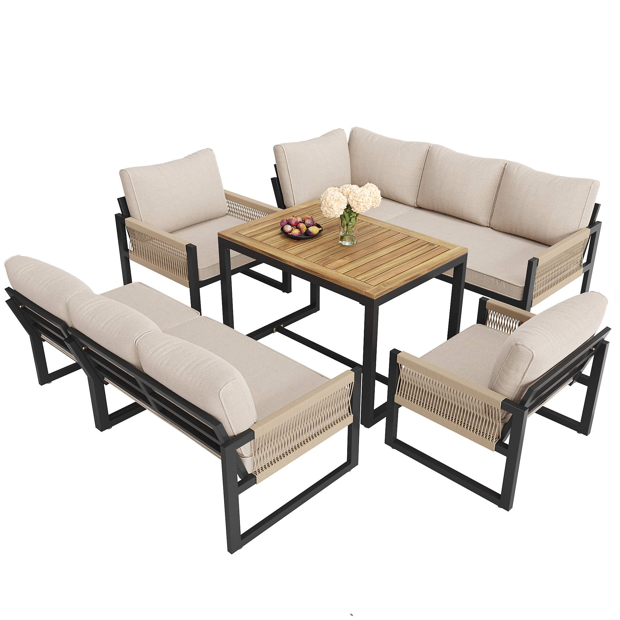 Salon de jardin moderne beige confortable extérieur