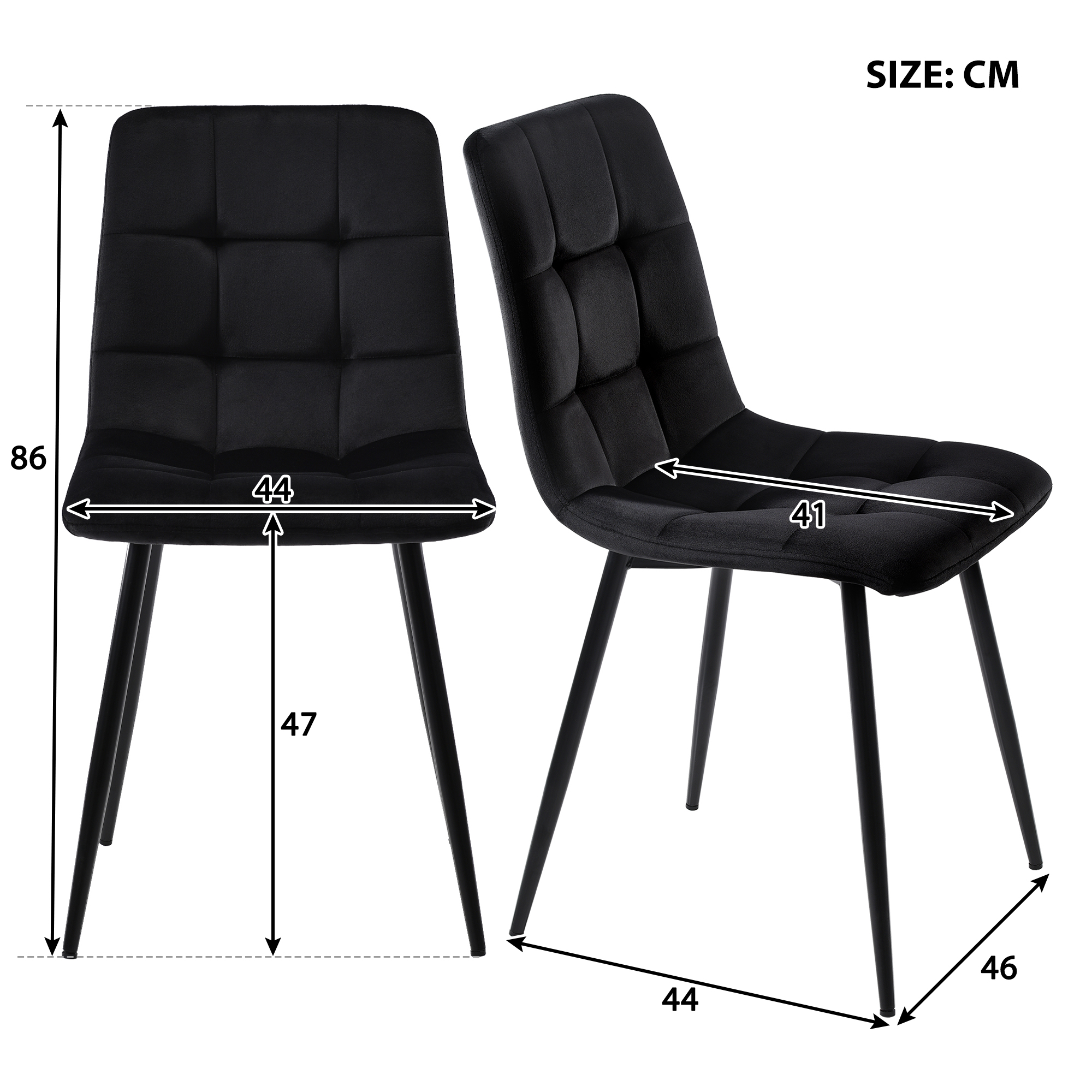 Ensemble table et chaises, 5 pièces, 1 table + 4 chaises, métal et bois, noir - vue 2