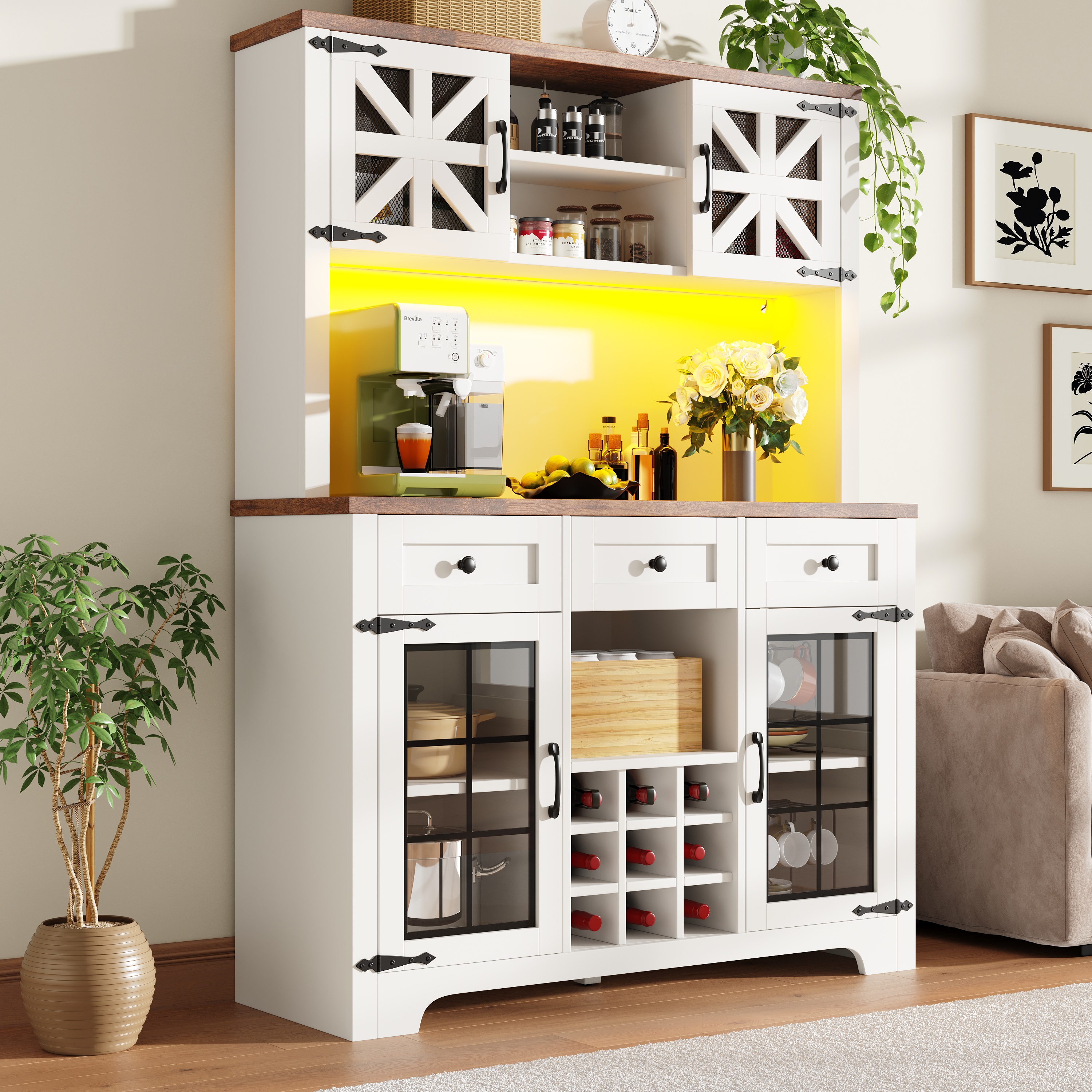 Moderner Hochschrank, Küchenschrank mit Smart LED 
