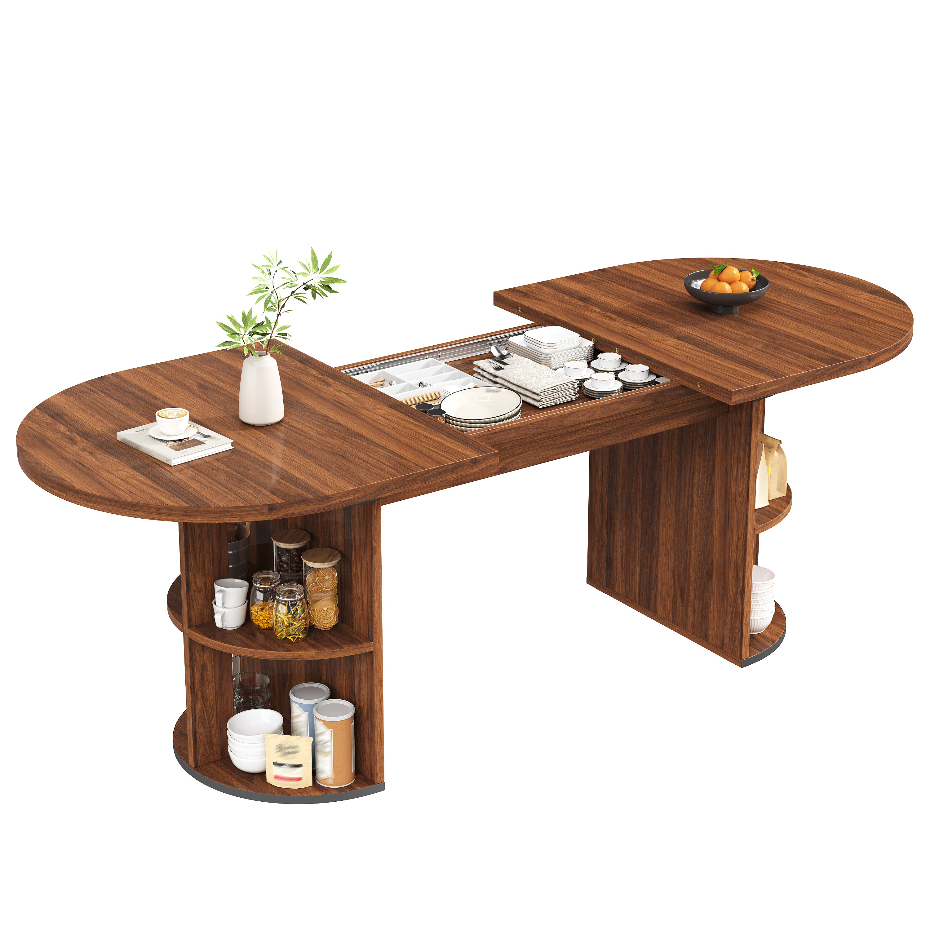 Table de cuisine multifonction marron foncé