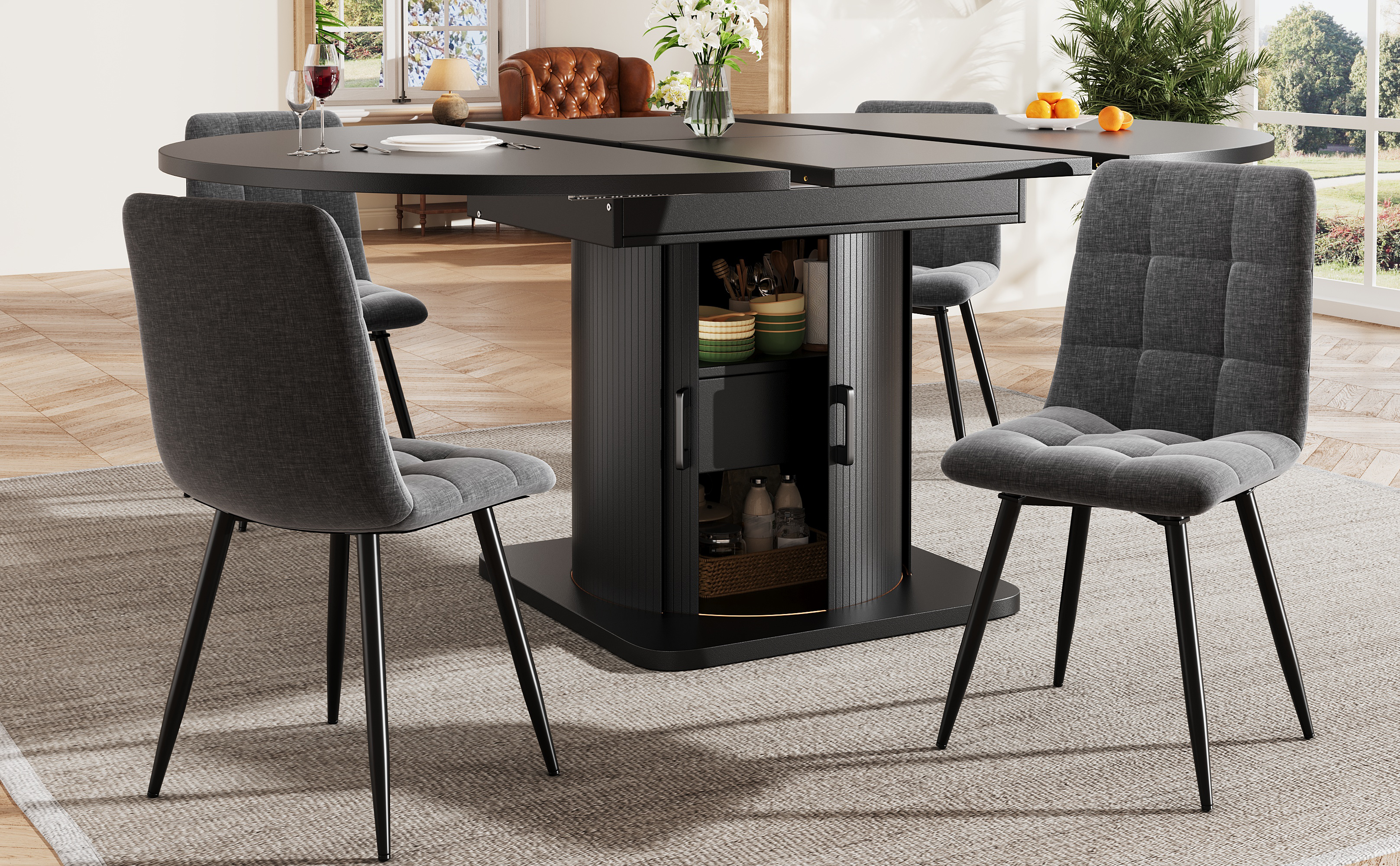 Table extensible en MDF avec rangement intégré