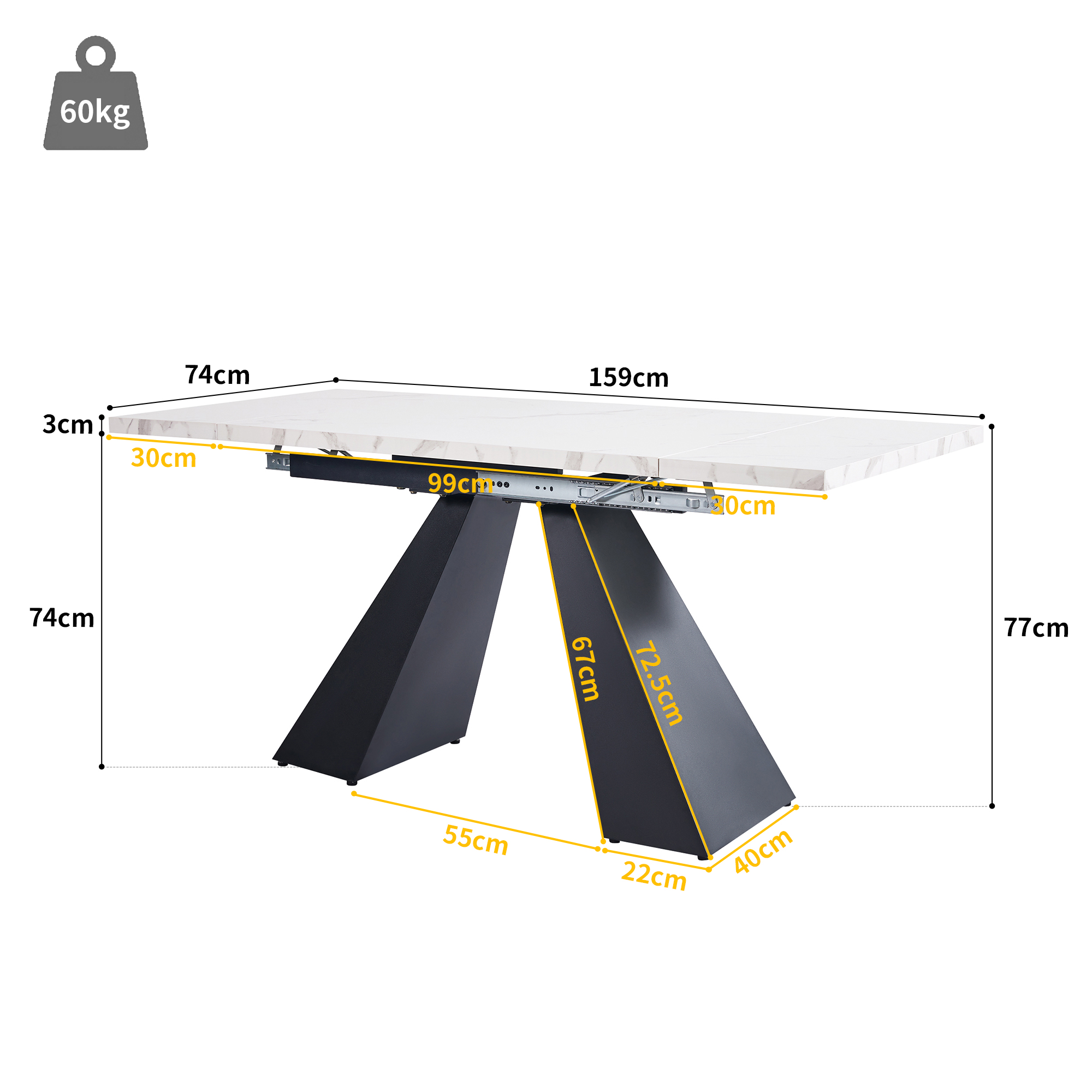 Dimensions du table à manger