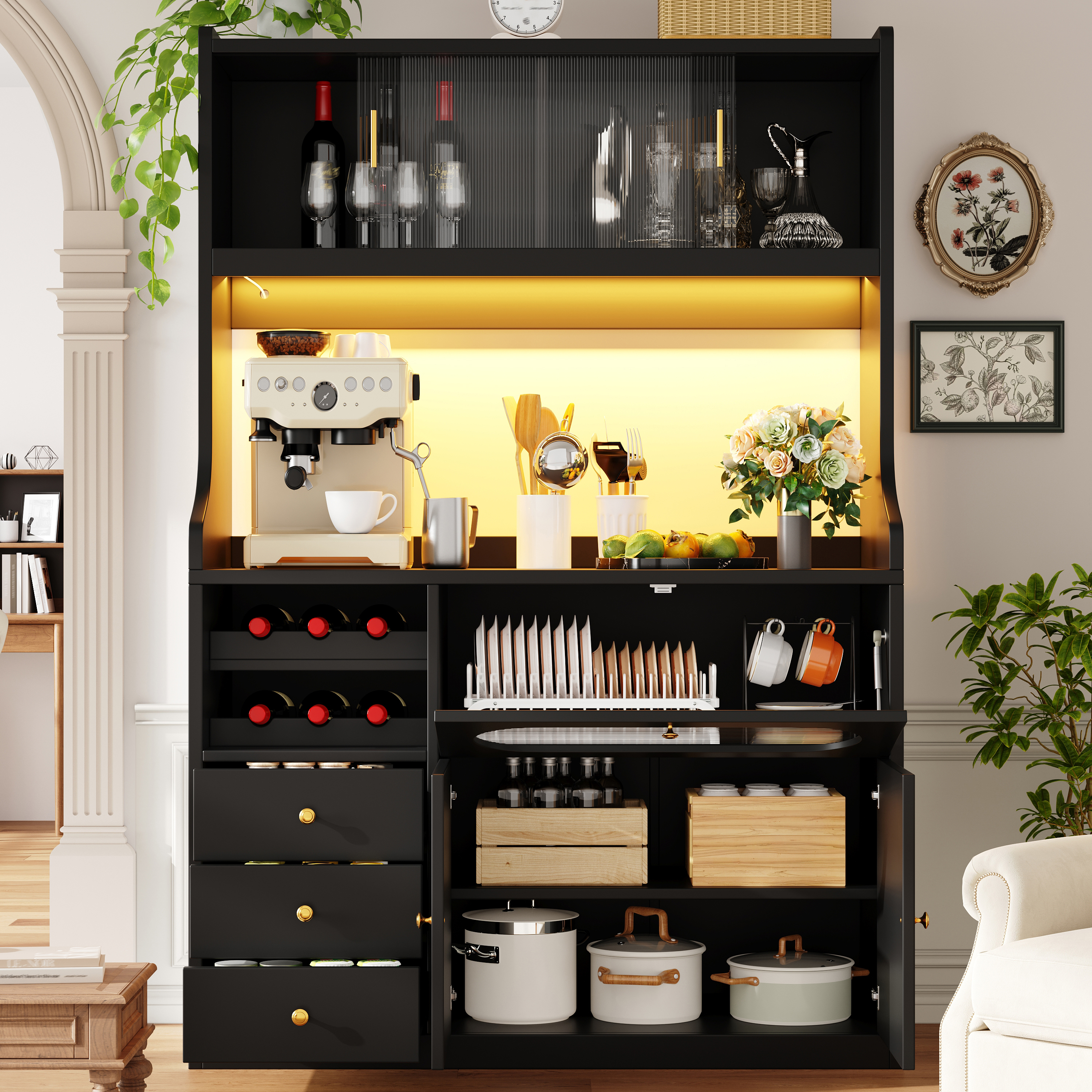 Hochküchenschrank 120cm mit App-gesteuerter RGB-LE