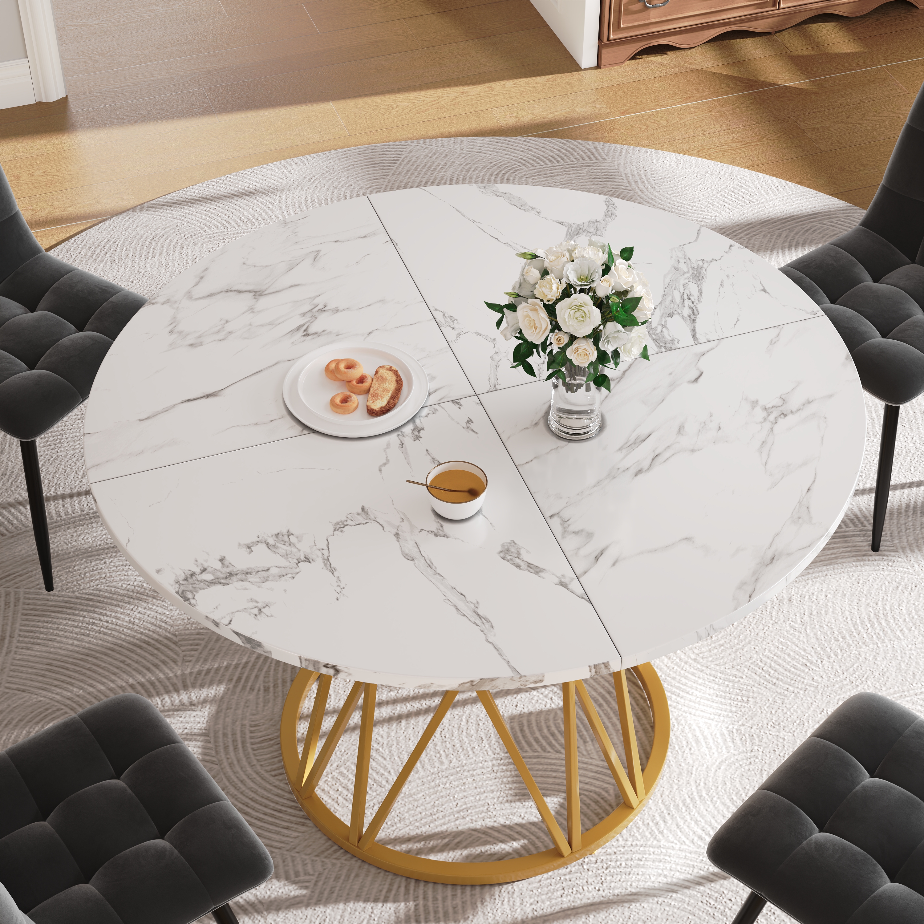 Table ronde doré vue 1