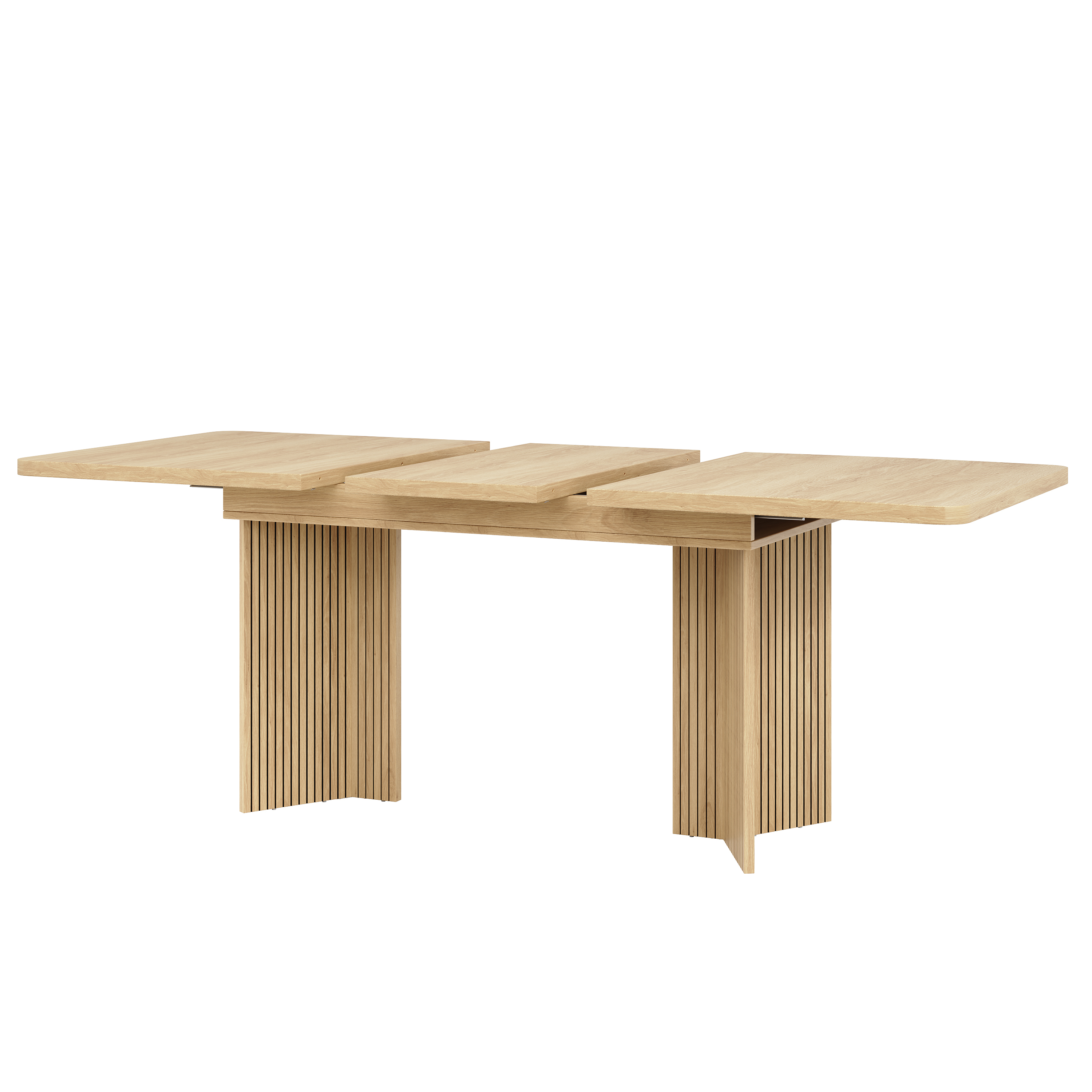 Table à manger extensible 120–160 cm x 80 x 76,1 cm, pieds en V rainurés, MDF, Effet bois naturel - vue complémentaire