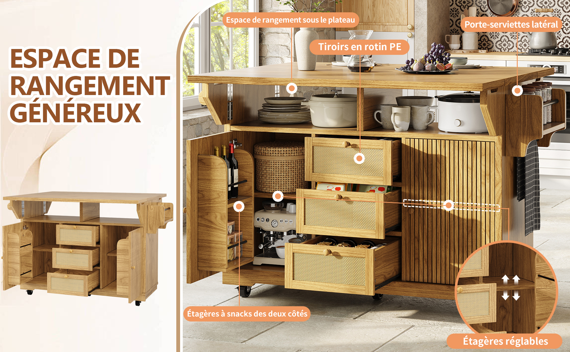 Détail du desserte de cuisine