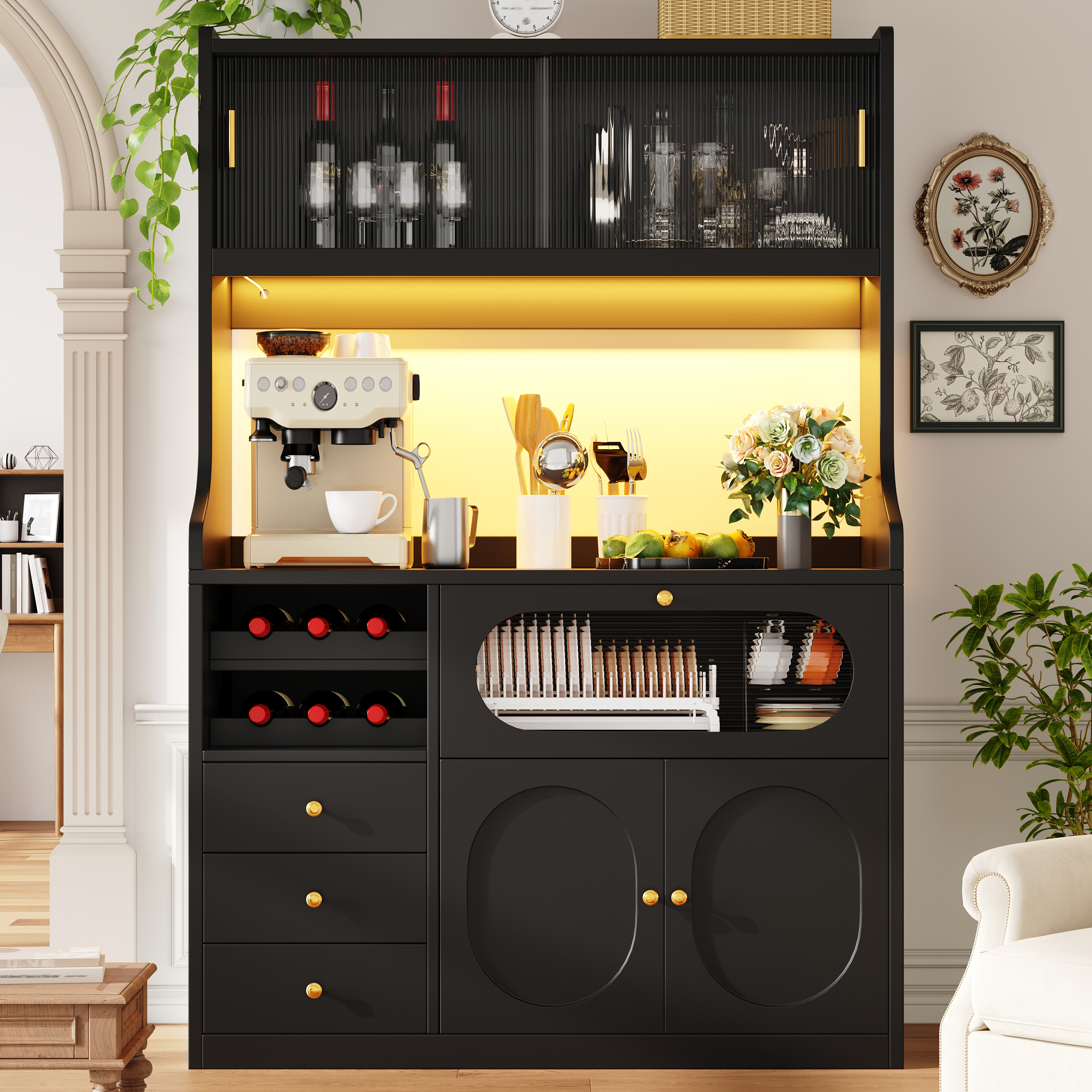 Hochküchenschrank 120cm mit App-gesteuerter RGB-LE