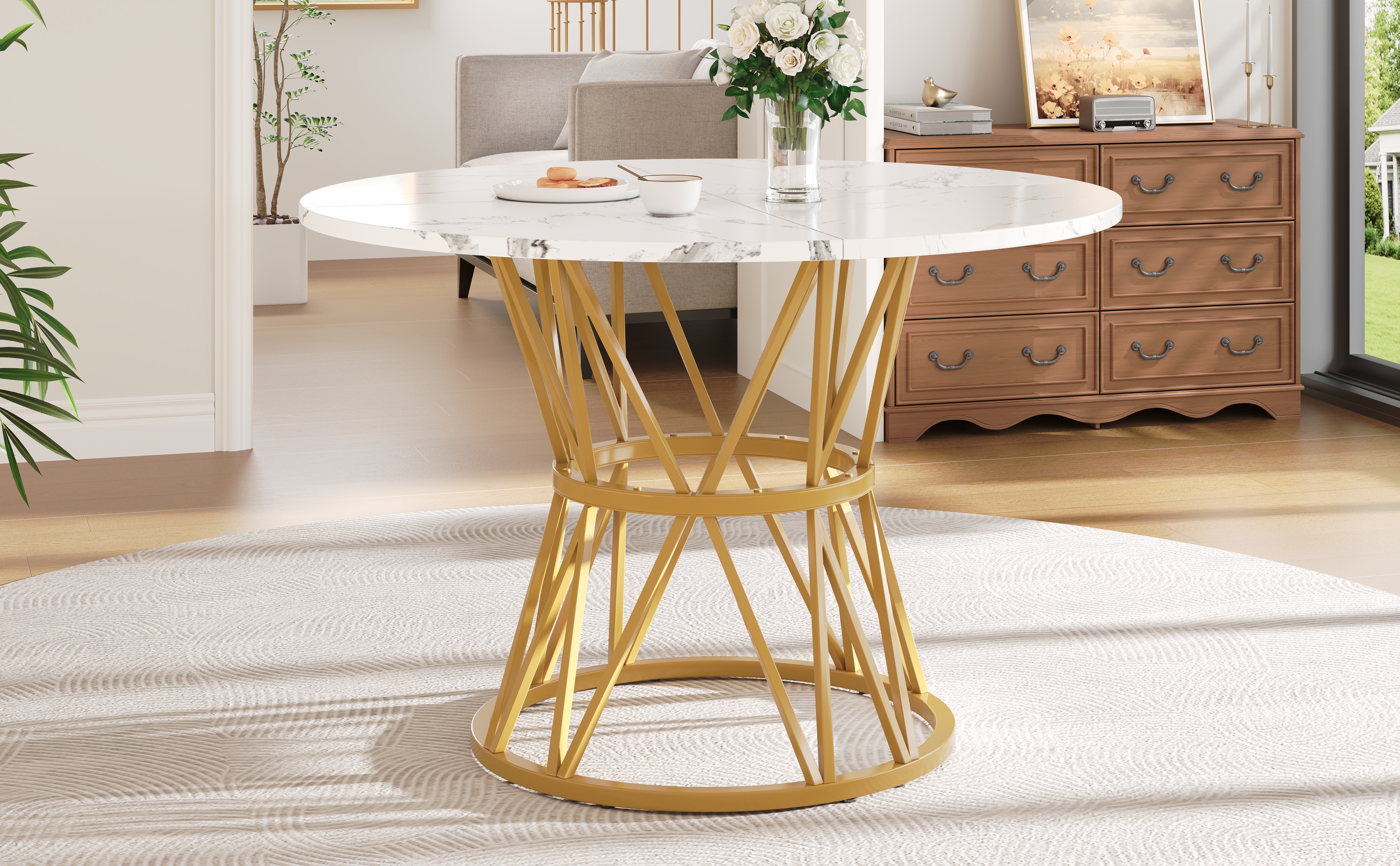 Table ronde doré vue 4