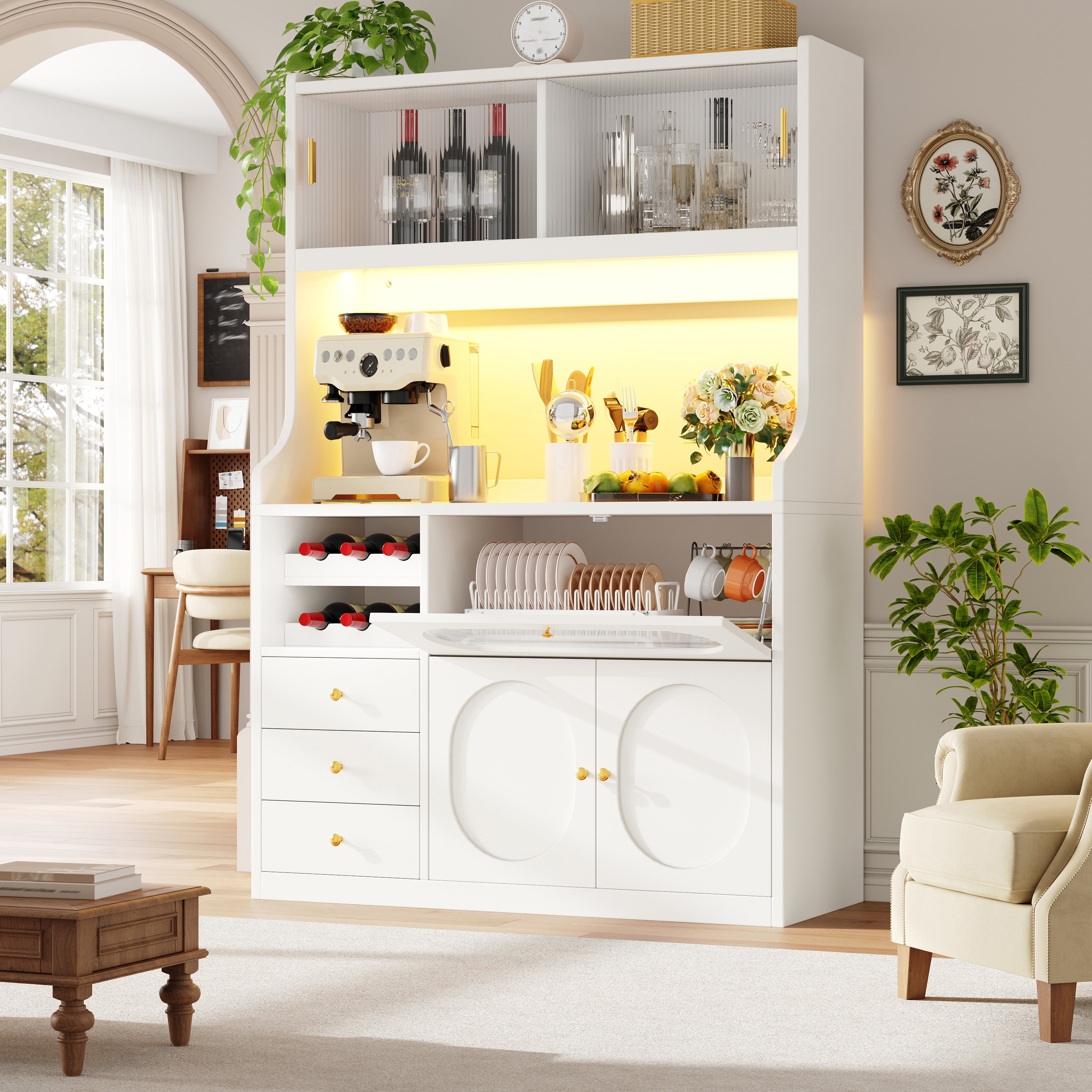 Hochküchenschrank 120cm mit App-gesteuerter RGB-LE
