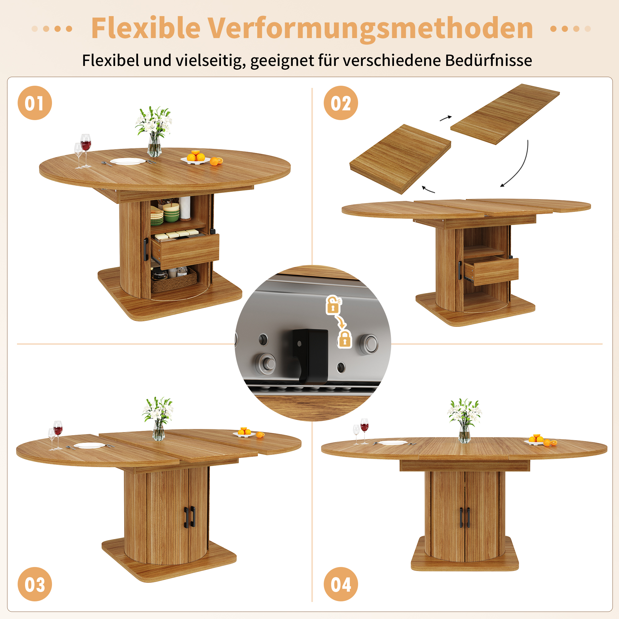 Ensemble de table à manger moderne (5 pièces), groupe de salle à manger avec table et chaises pour 4-6 personnes, ensemble de table à manger de cuisine, table à rallonge avec 4 chaises, table