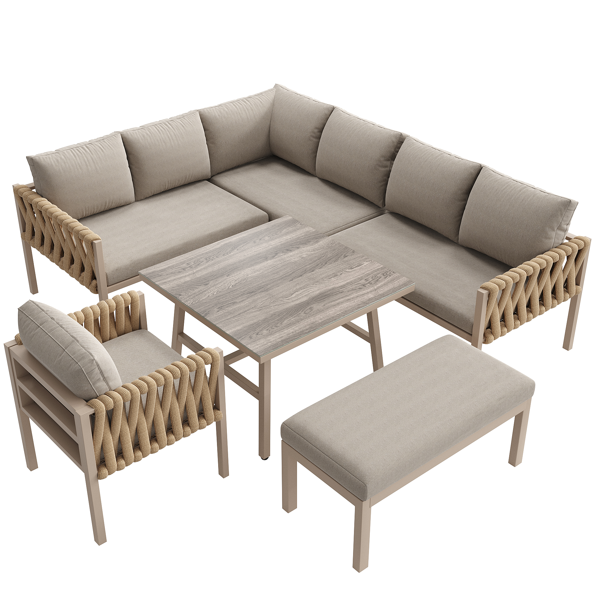 Table basse design pour salon de jardin beige