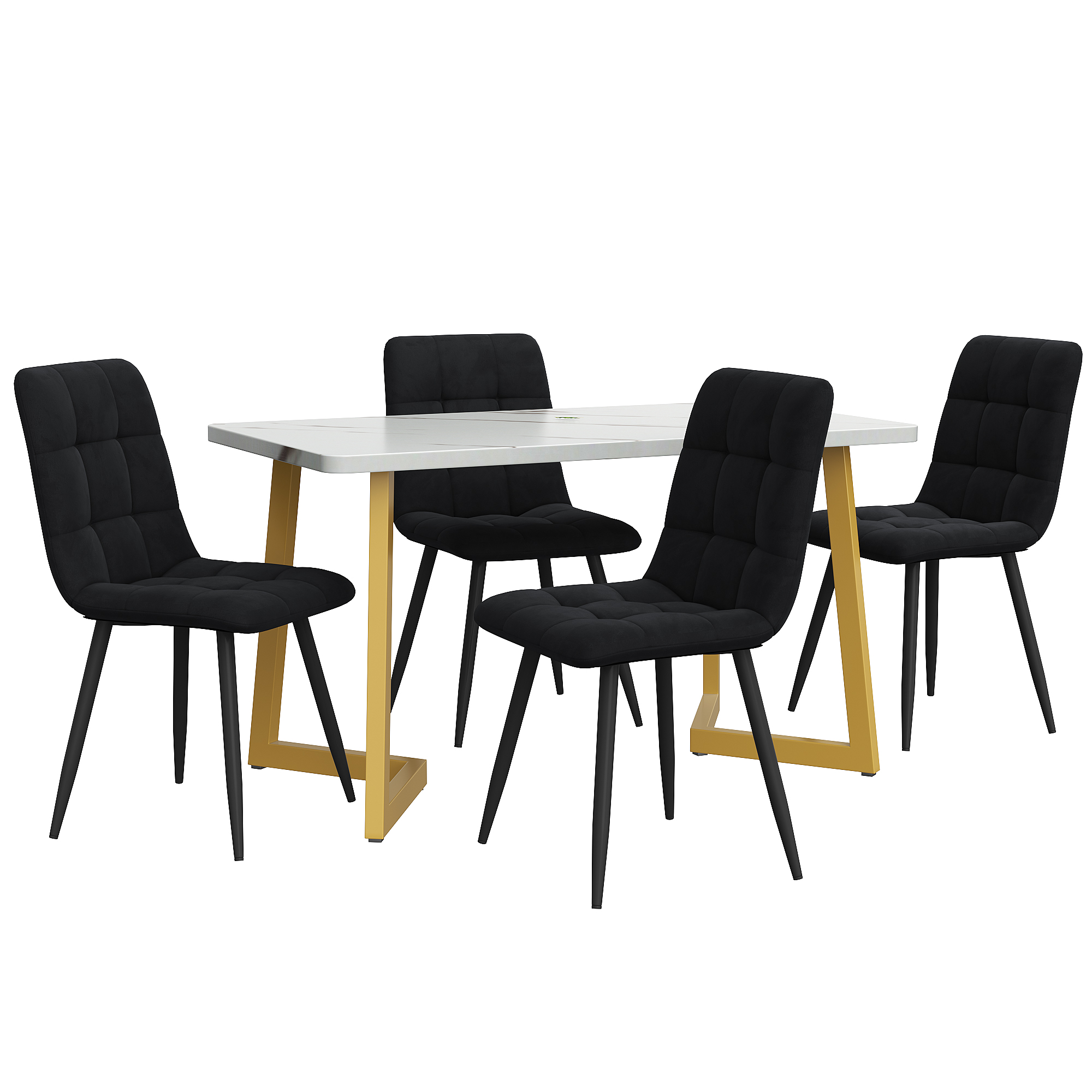 Ensemble table à manger rectangulaire + 4 chaises, design moderne, pour cuisine et salle à manger, style contemporain, confort assise, stabilité, utilisation familiale, facile entretien, élégance, fonctionnalité, durabilité - image 3