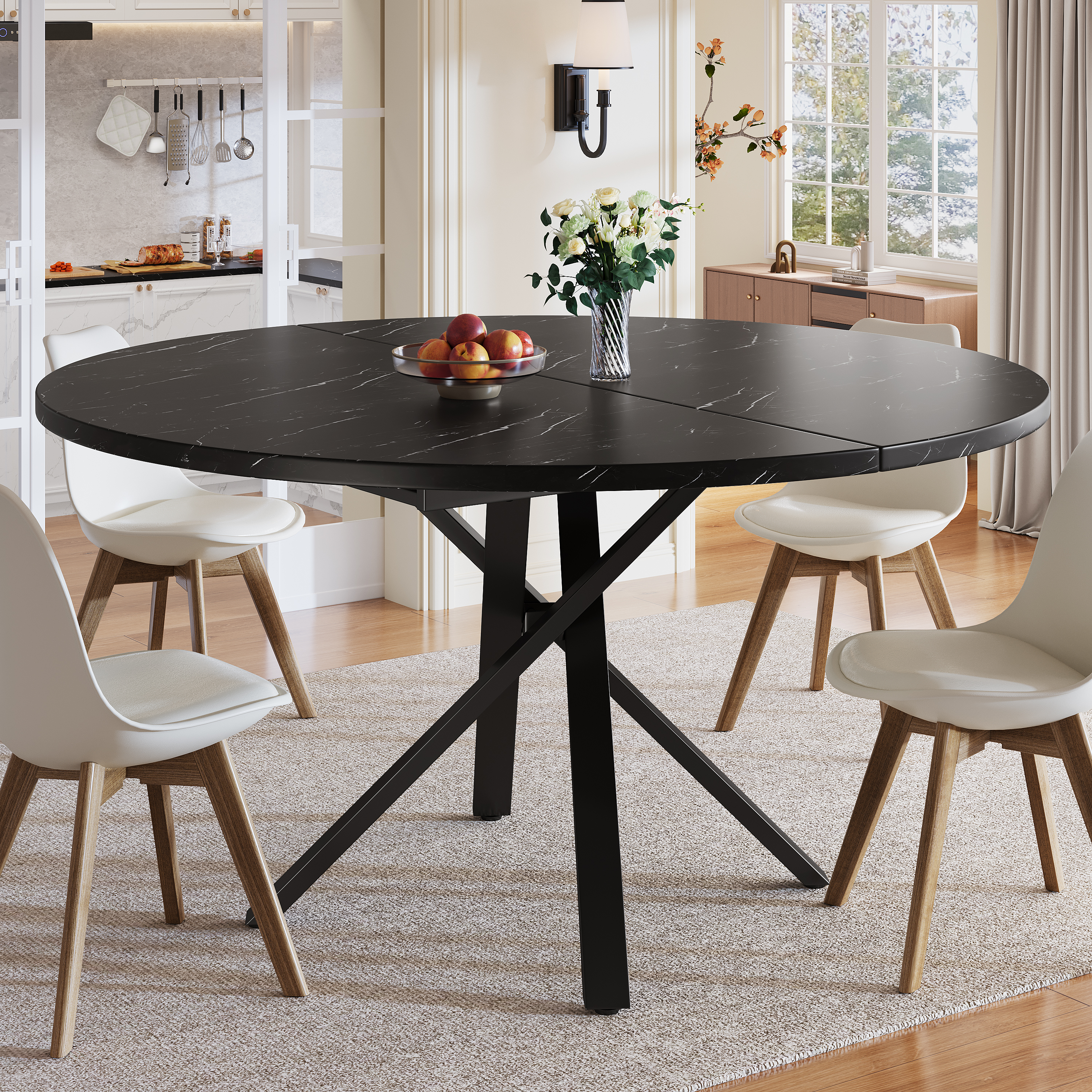 Table ronde extensible noir vue 4