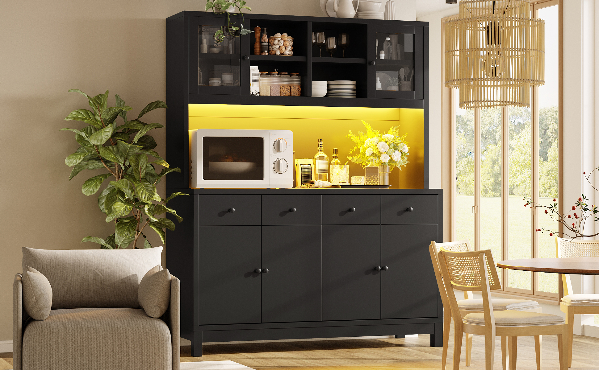 Hochbuffetschrank 140*38.5*180cm mit App-gesteuert