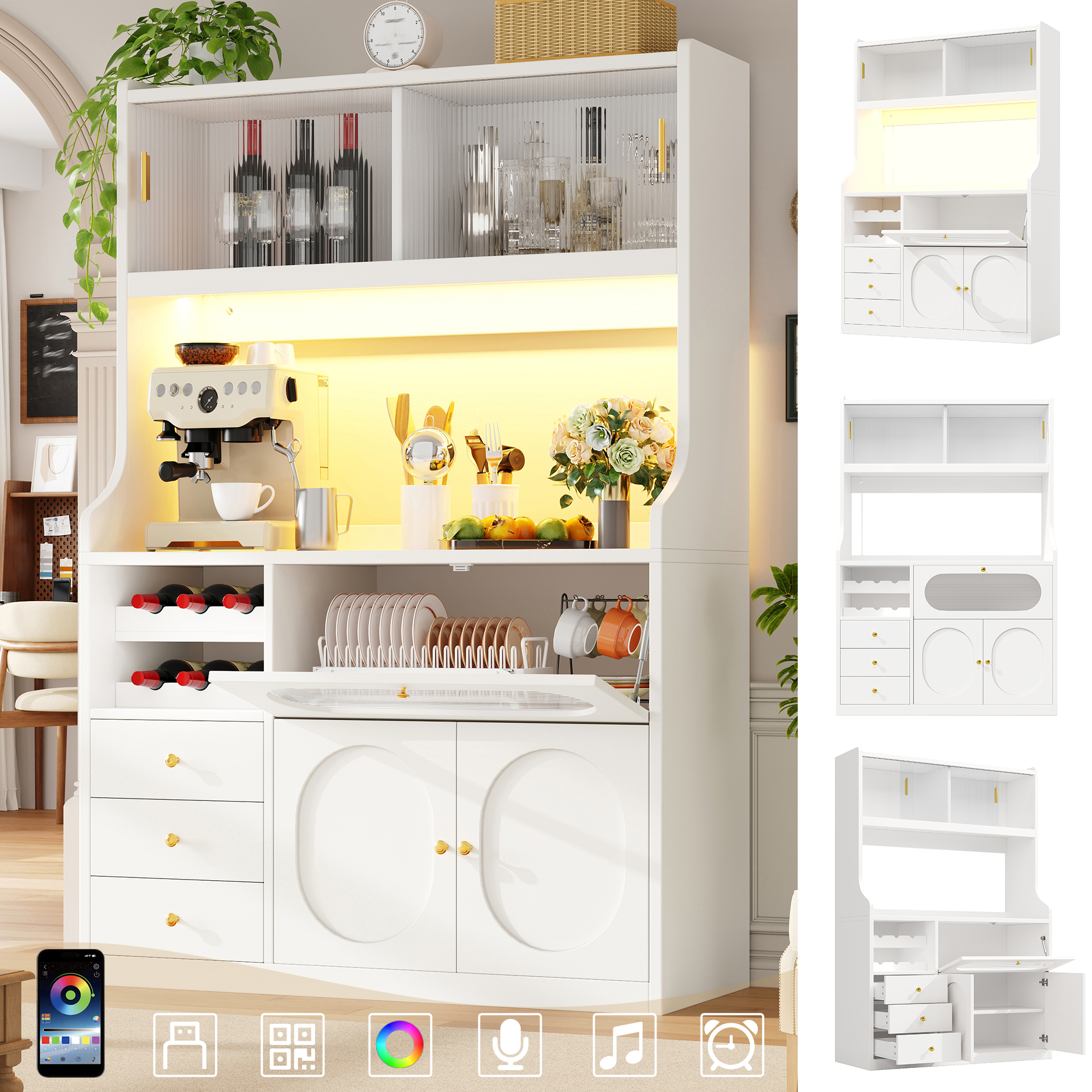 Hochküchenschrank 120cm mit App-gesteuerter RGB-LE