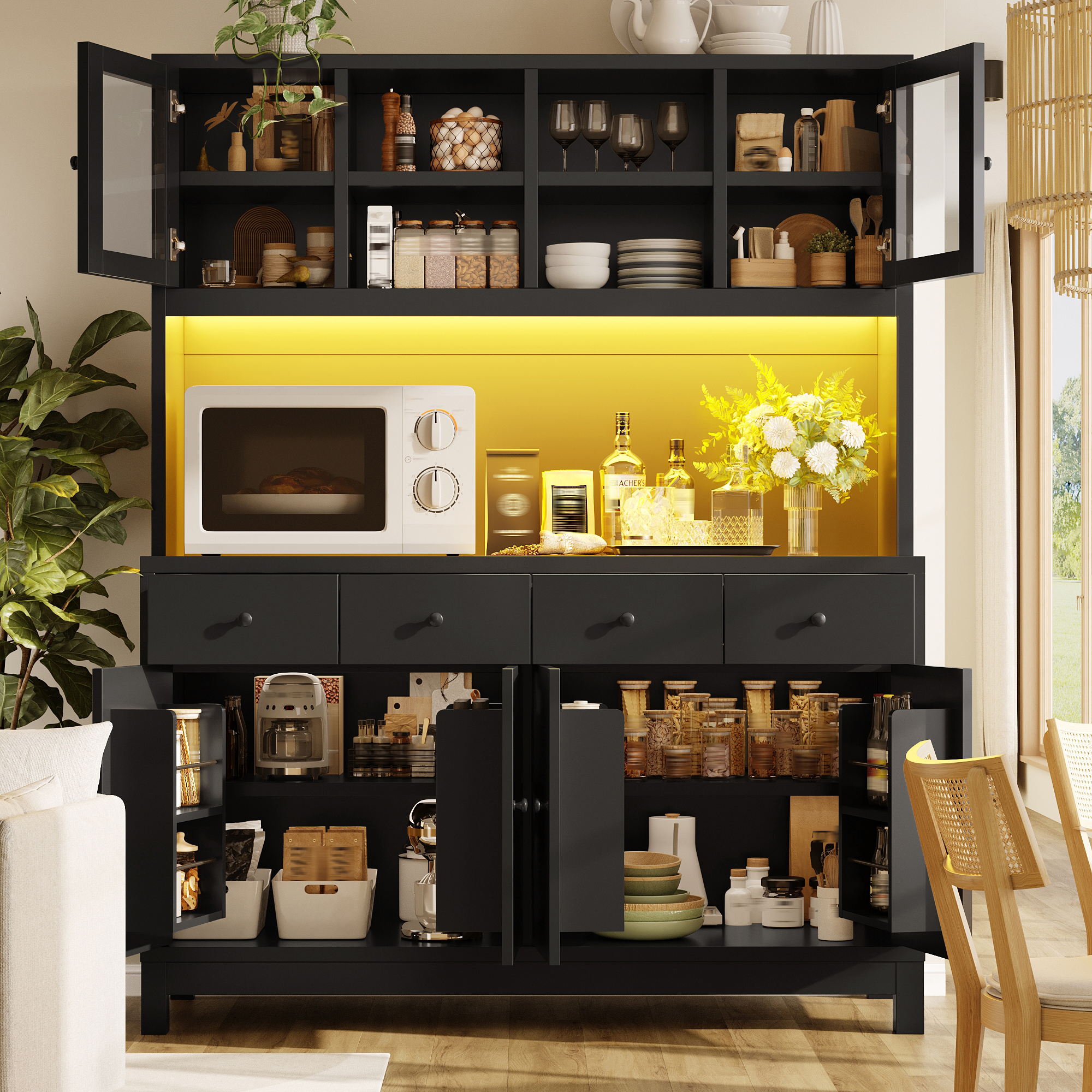 Hochbuffetschrank 140*38.5*180cm mit App-gesteuert