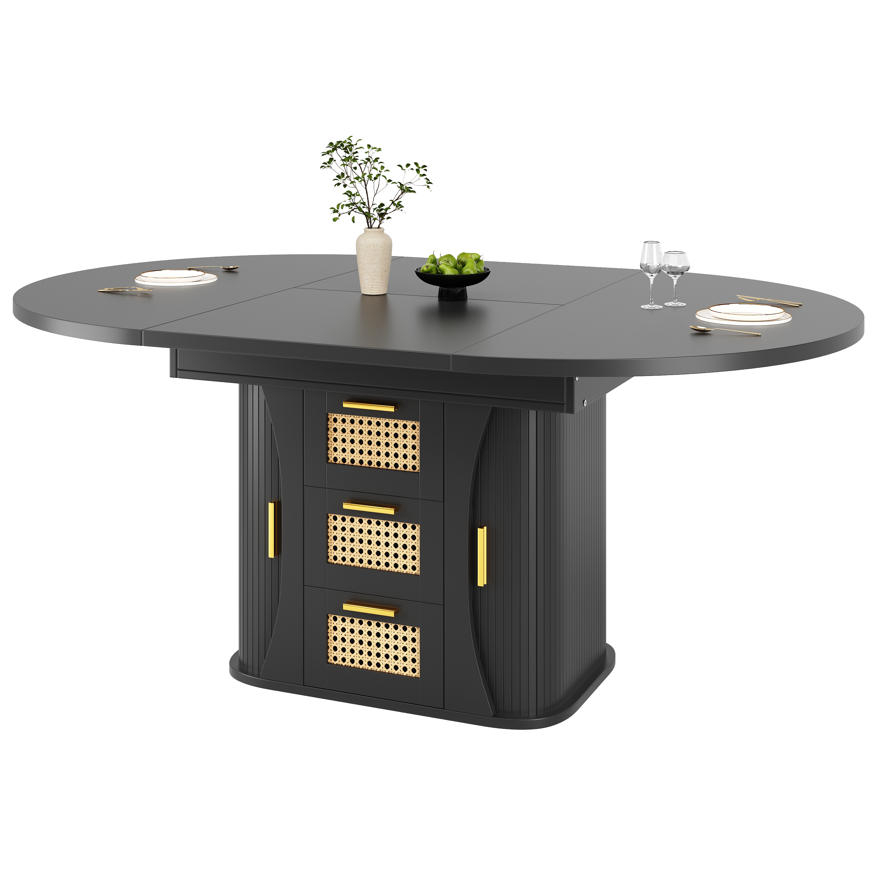 Table de cuisine extensible noir design moderne