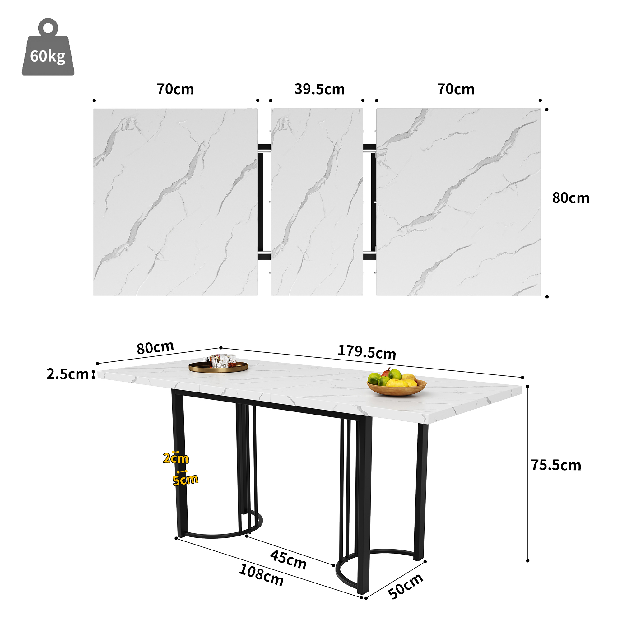 Dimensions du chaise de salle à manger