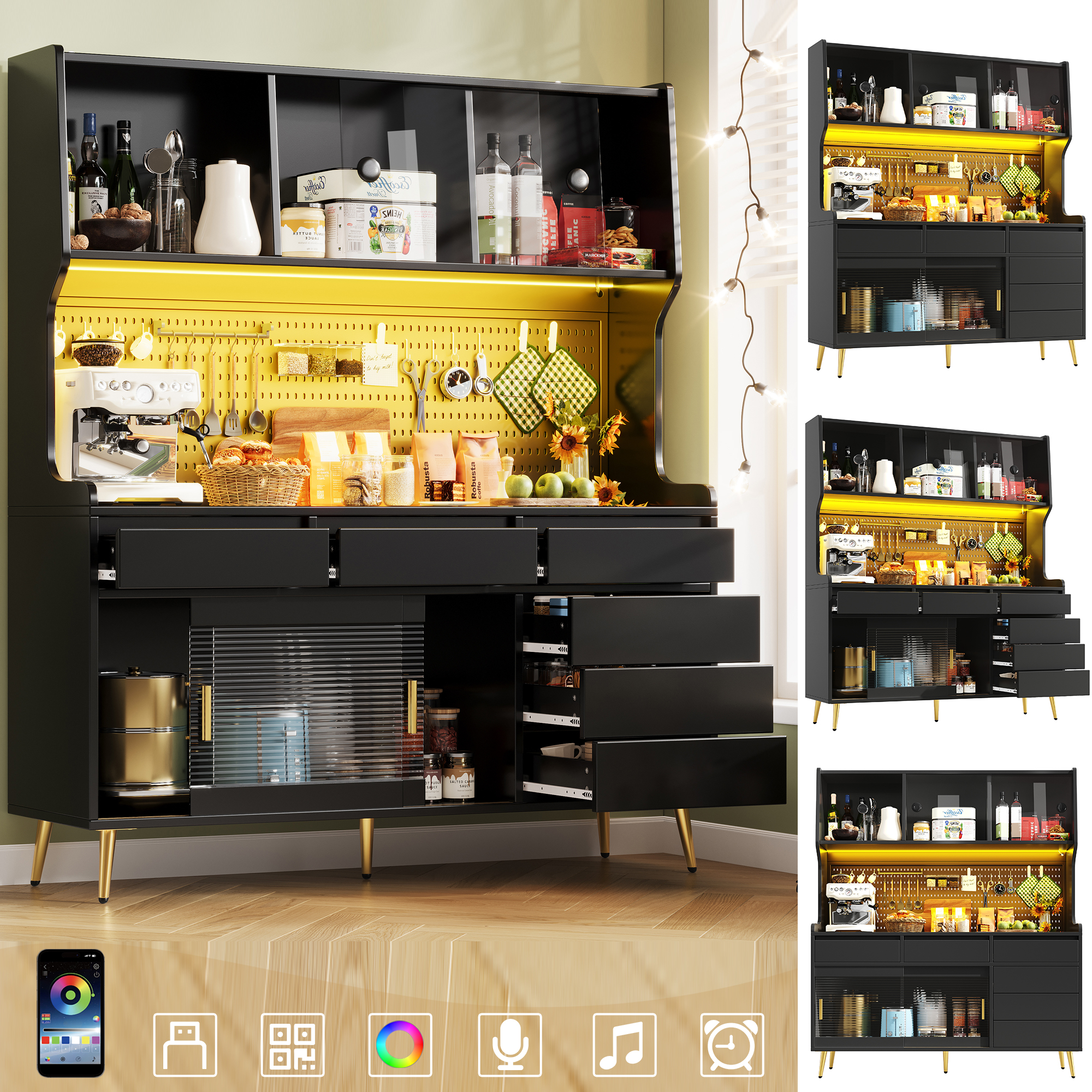Moderner Hochschrank mit LED Beleuchtung & App-Ste