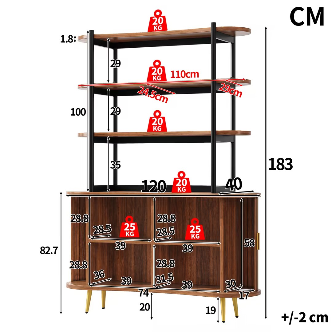 Vue détaillée du meuble buffet de rangement