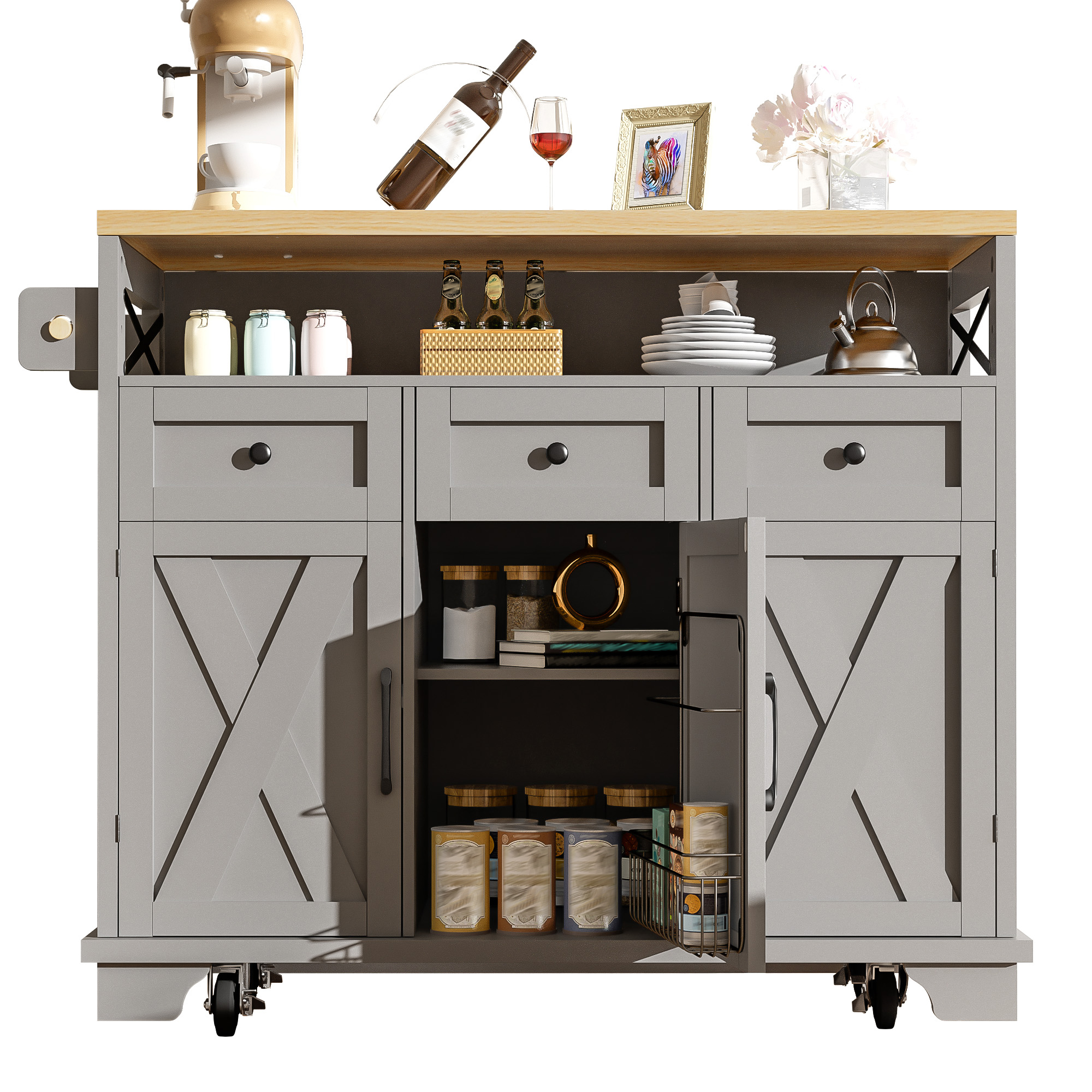 Moderne Kücheninsel (118×43-80×98cm) Küchenschrank