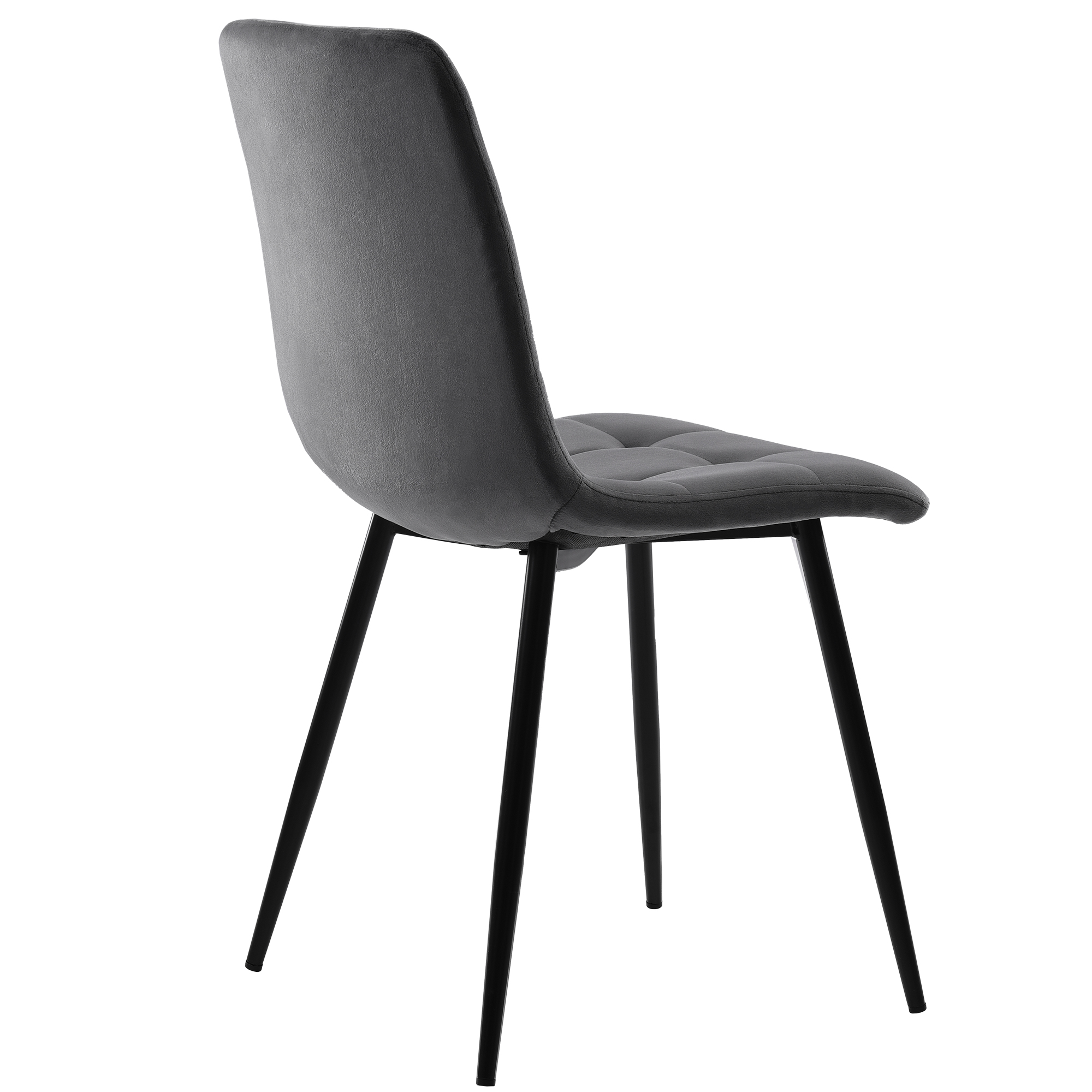 Ensemble table et chaises, 5 pièces, 1 table + 4 chaises, métal et velours, gris - vue 5
