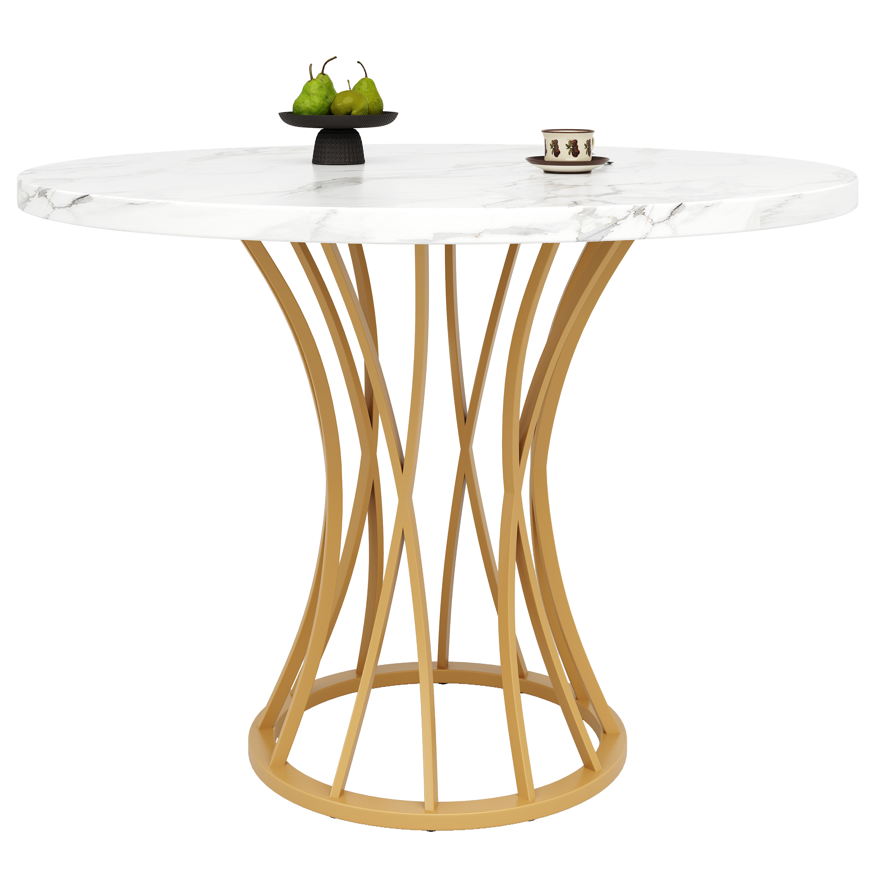 Ensemble table et chaises, 5 pièces, 1 table + 4 chaises, métal et velours, blanc - vue 4